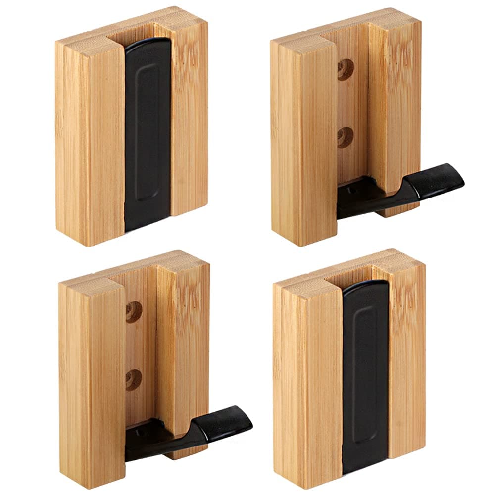 JSVER4Pcs Retractable Wood Wall Hooks Wall Mounted Coat Hooks
