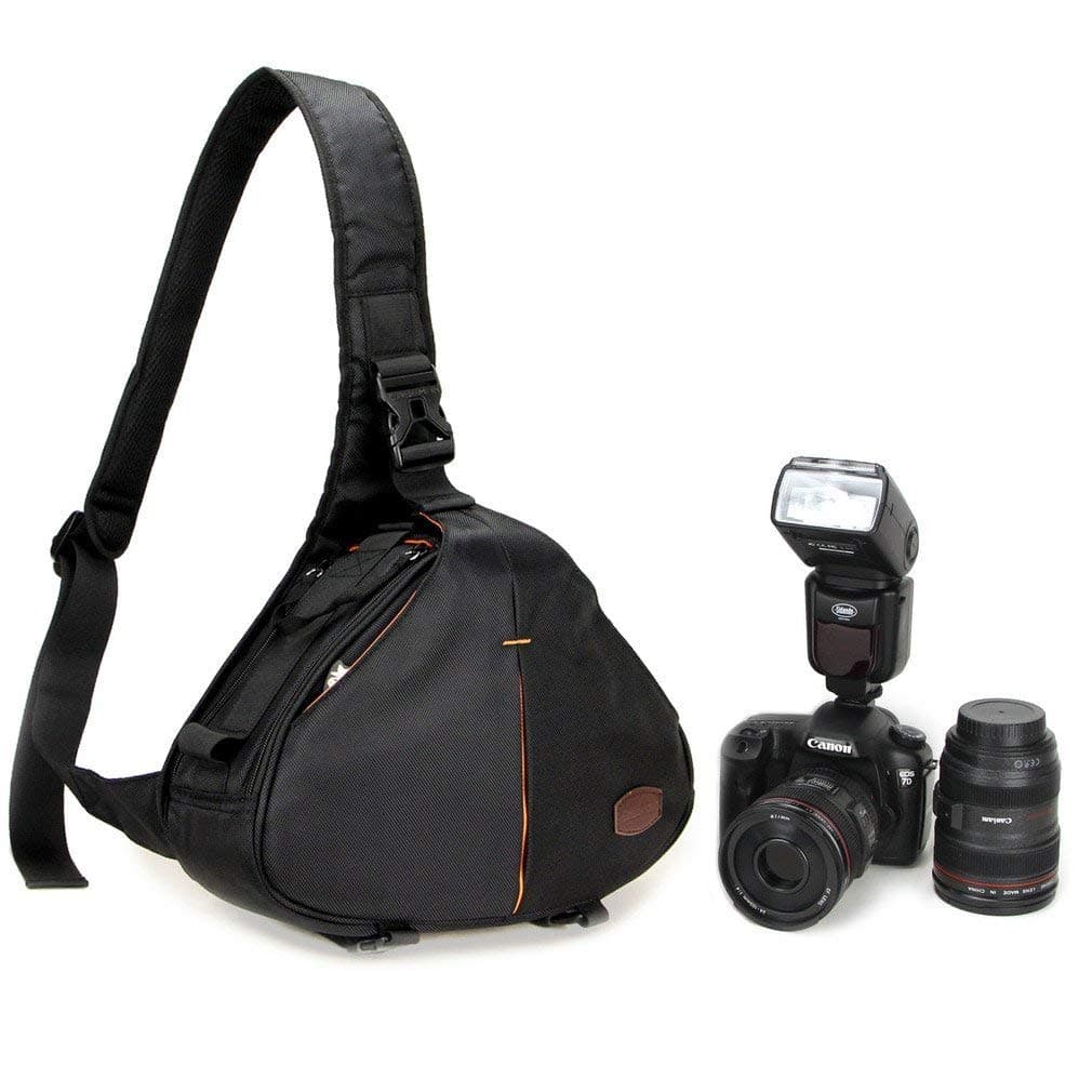 CasemanC10 Black Dslr Camera shoulder bag case Sling Travel Waterproof fit for Canon Sony Nikon Pentax