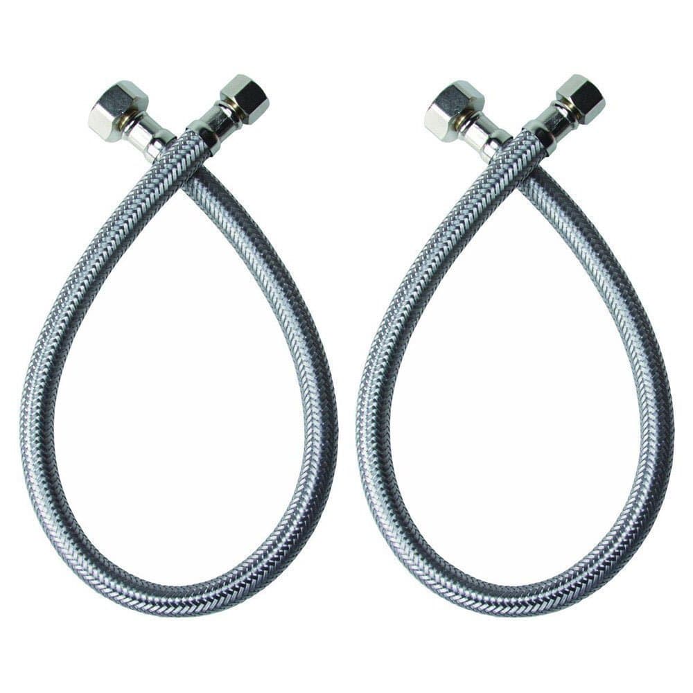 VCCUCINE Braided Stainless Steel - 3/8" Female Compression Thread x 1/2" IPS Female Straight Thread Faucet Connector, 15.7 Inch Length x 2 Pcs (1 Pair)