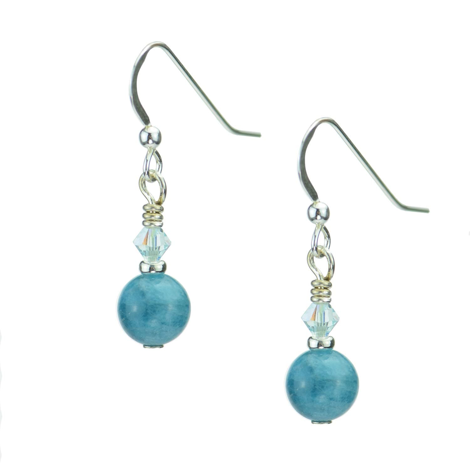 Apatite Gemstone Earrings with Sterling Silver and Swarovski Crystal