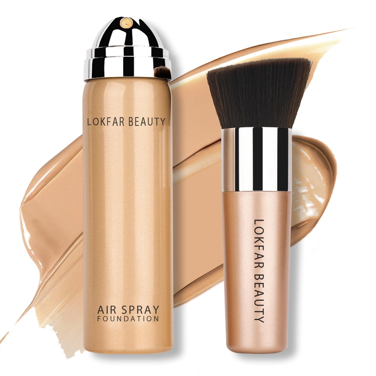 AirBrush Foundation Spray, Silky Mist Foundation Spray Makeup Set with Brush, Full Coverage Foundation for Smooth Radiant Finish, Formula Breathable Lightweight Hydrating | #04 Buff Beige