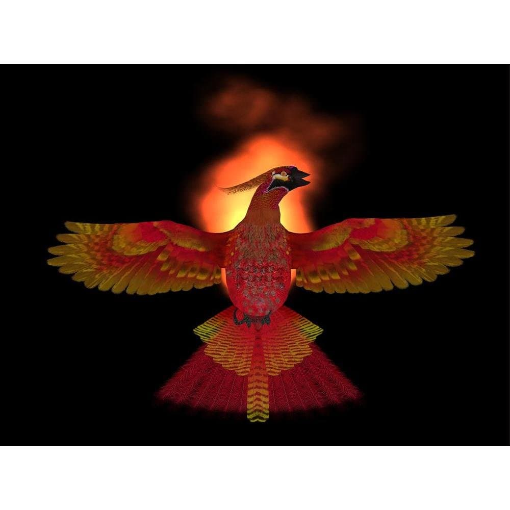 Phoenix Bird Fire | Canvas Painting for Bedroom & Living Room | Engineered Wood Frame | 16 x 12 inch (41 x 30 cms)
