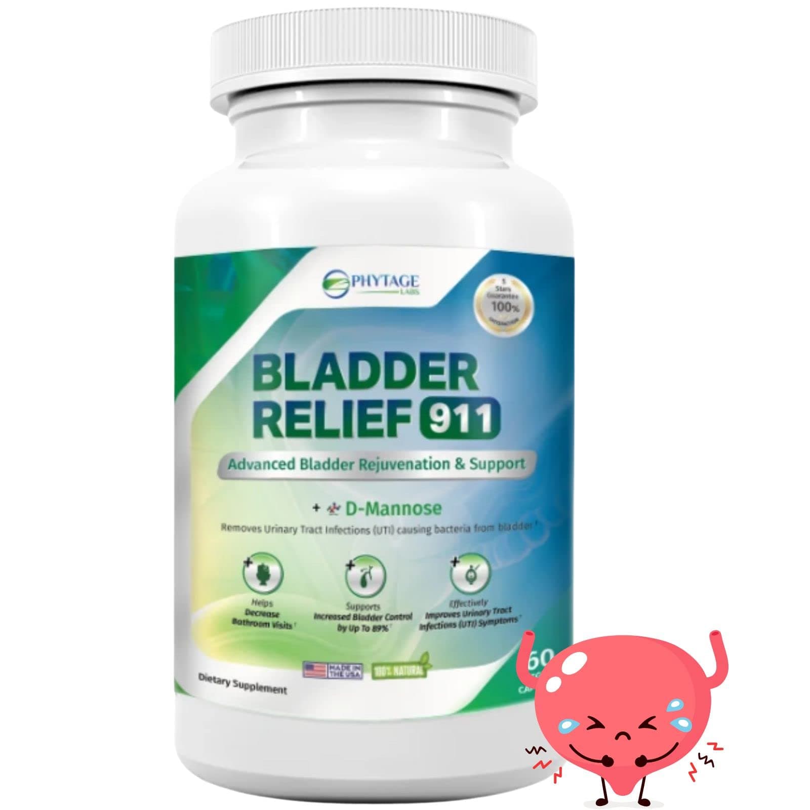Bladder Relief 911 Detoxifying Strength - for Men and Women Provides Bladder Support, 60 Veggie Capsules