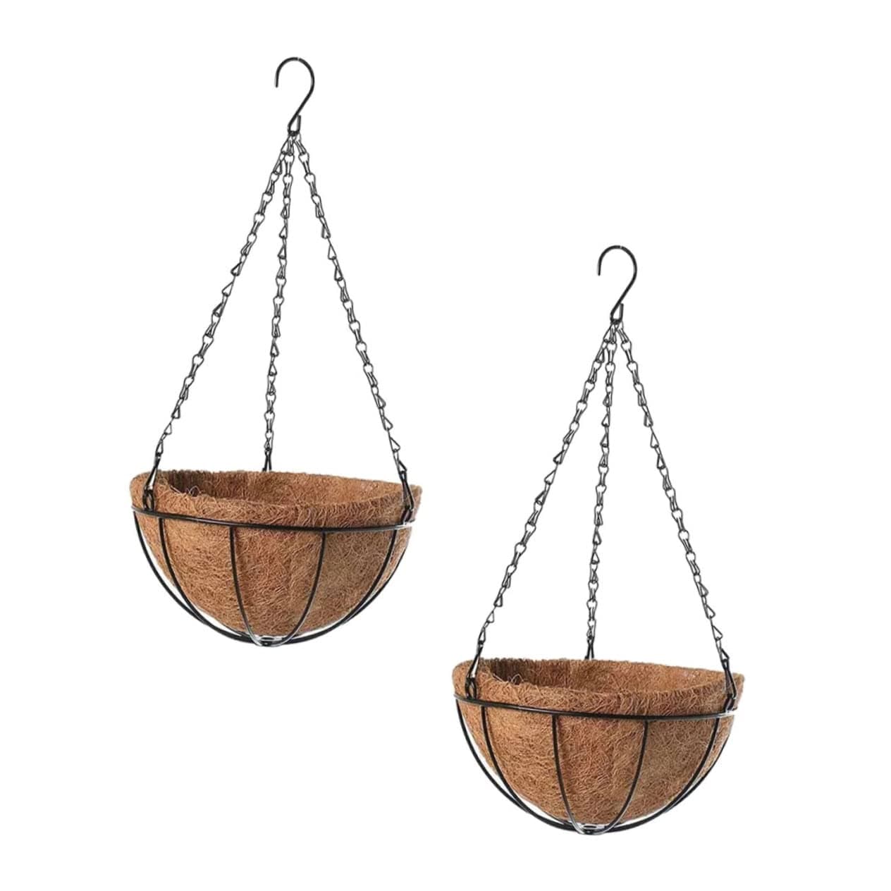 YARNOW 2pcs Green Basket Indoor House Plants Wall Coat Hanger Plant Pots Hanging Basket Planter Metal Hanging Planter Basket Planting Pots with Coco Liner Plants Hanging Pot Flower Basket