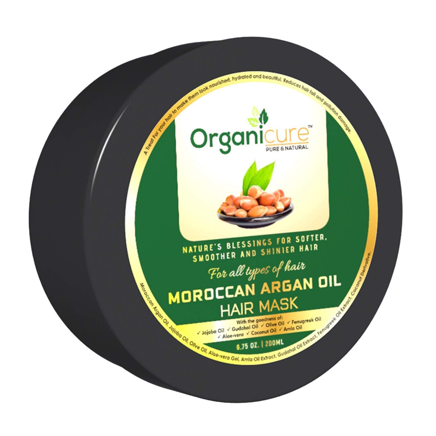 Organicure Argan Hair Mask Cream for Dry & Frizzy Hair; Deep Nourishing, Conditioning & Hair Strengthening Masque for Soft & Smooth Hair; 200ml