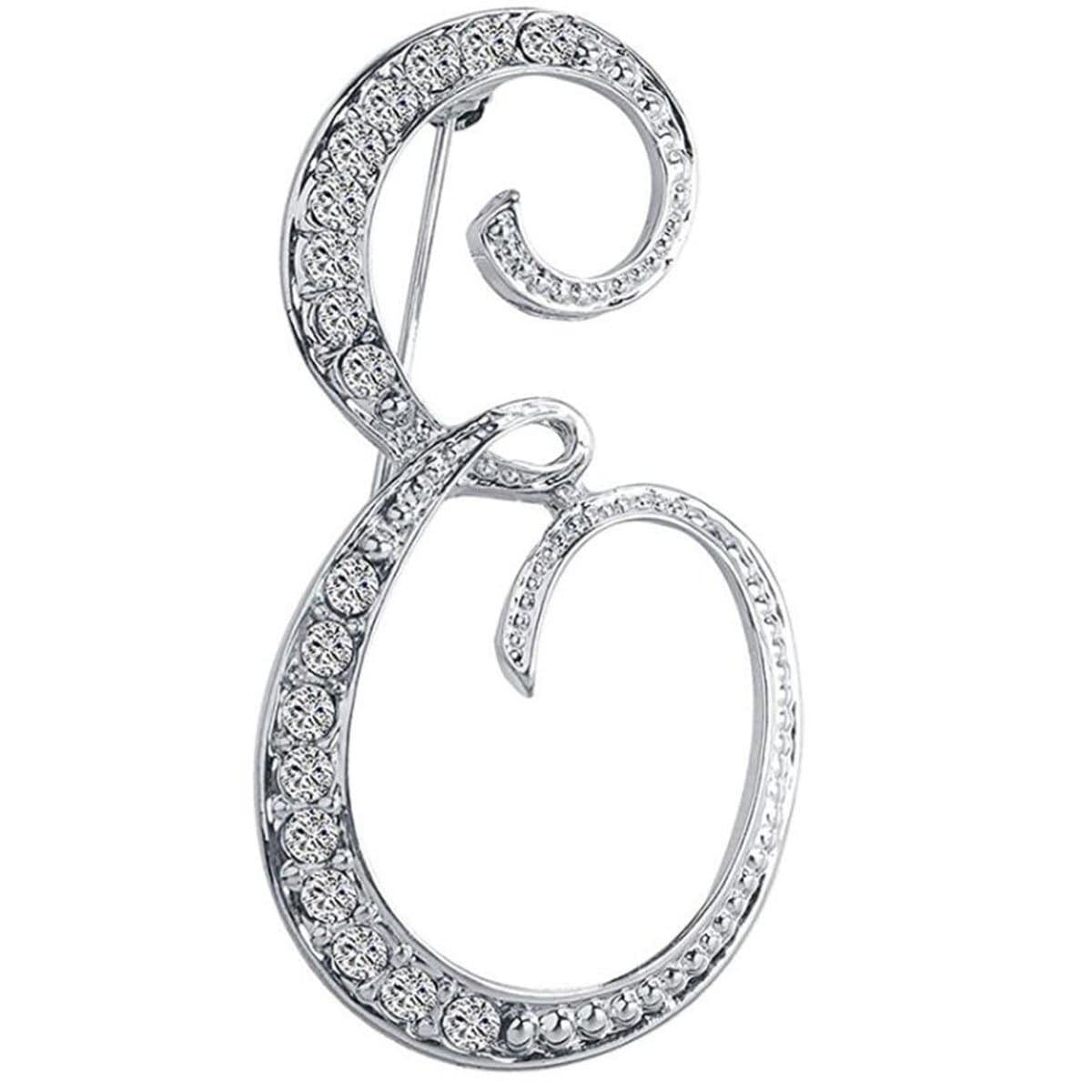 Initial Letters Brooch Pins For Women, Letter Pins For Stockings, Silver Plated Metal Rhinestone Clear AAA+ Crystal Lapel Pin Brooches（1Pcs）