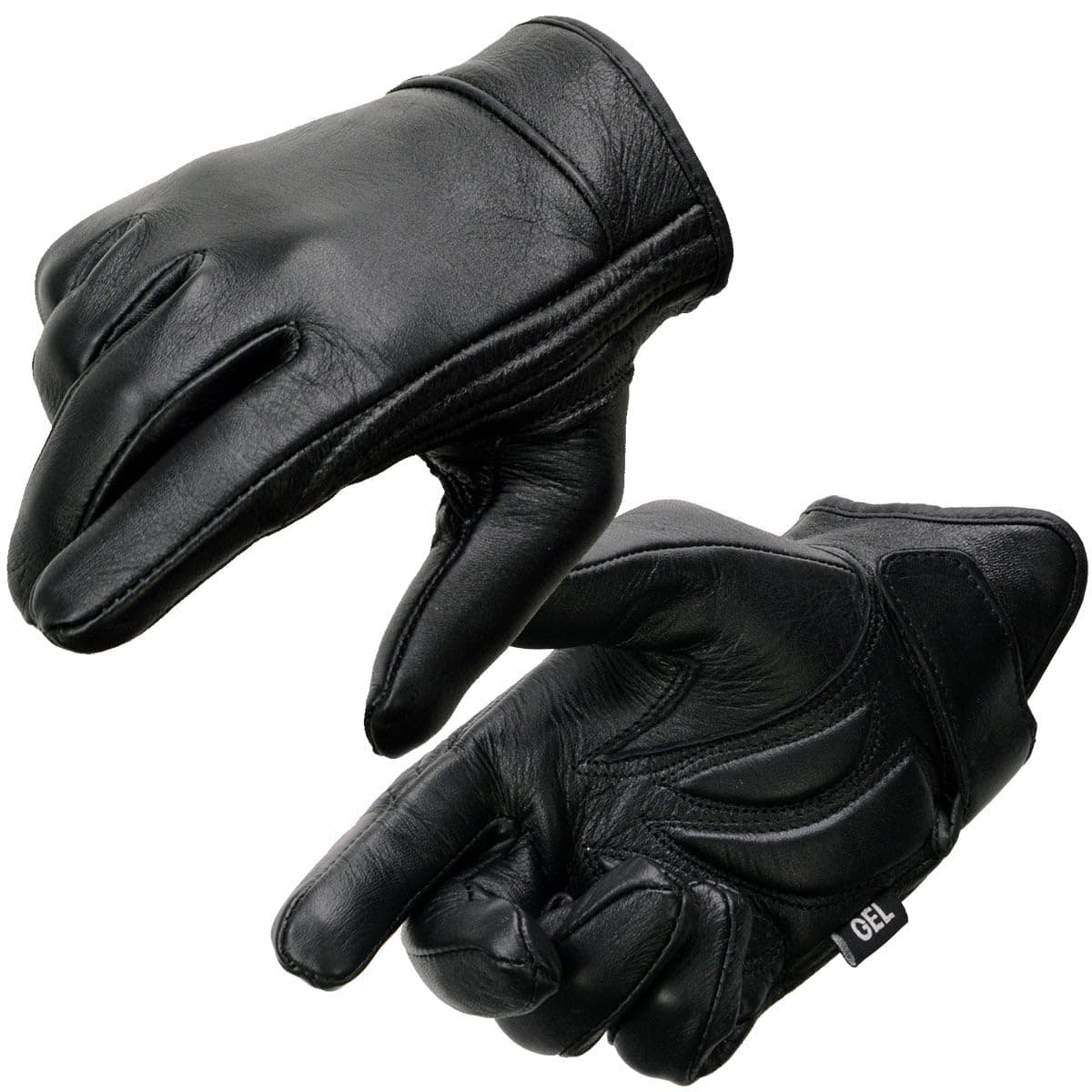 Men's Leather Cruising Gloves w/Clean Look, Gel Palm - Great for Riding or Driving
