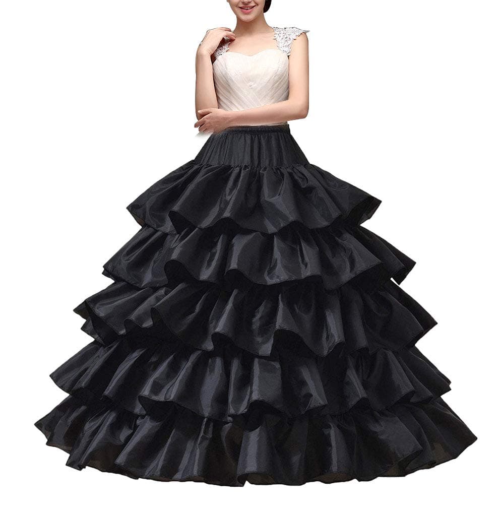 Women's Crinoline Petticoat 4 Hoop Skirt 5 Ruffles Layers Ball Gown Half Slips Underskirt for Wedding Bridal Dress