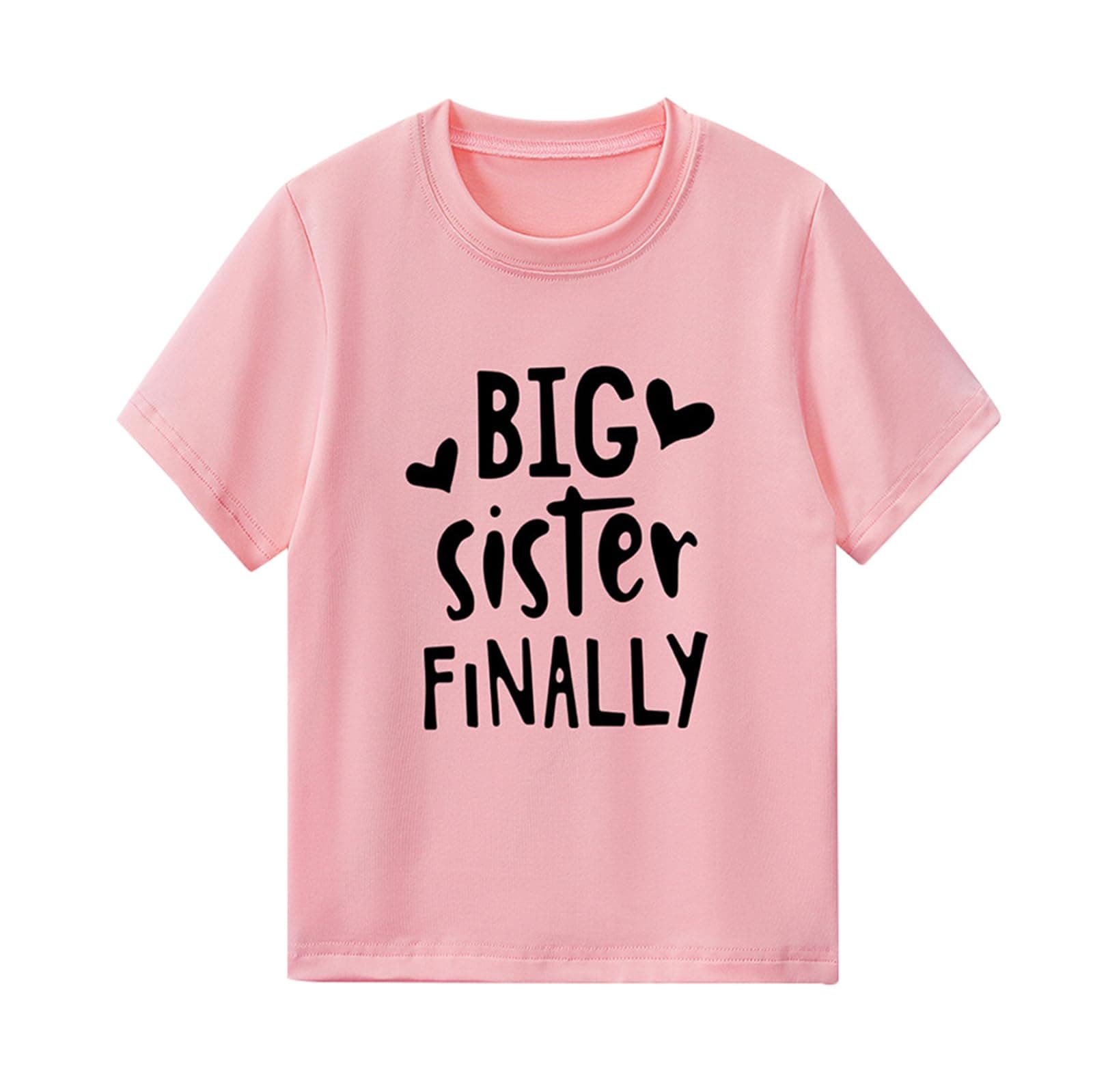 Kids Baby Girl Big Sister Again Finally Tees Tops Sibling Matching T Shirt Outfit Toddler Summer Clothes Birth Announcement Gift
