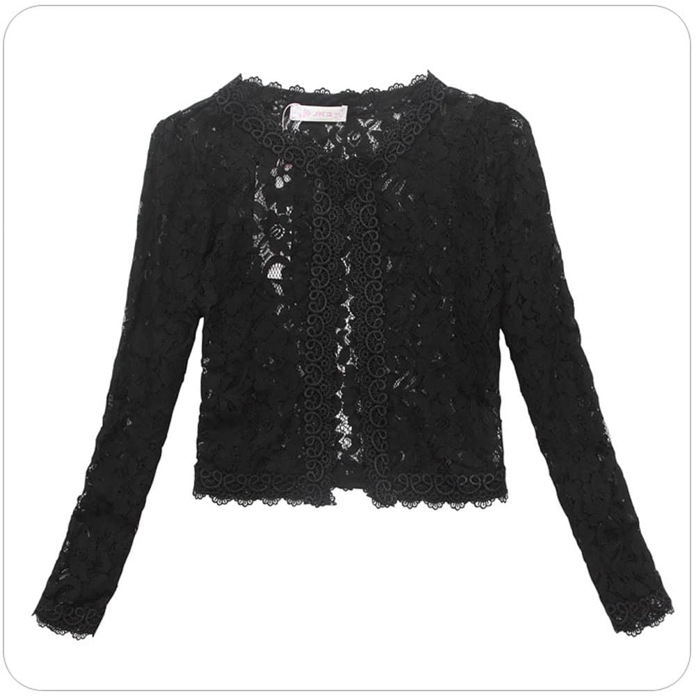 Modekini Women's Embroidery Hem Lace Long sleeves Jacket