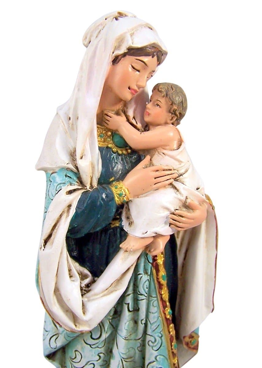 Ave Maria Collection Resin Adoring Madonna and Child Musical Figurine, 8 1/2 Inch