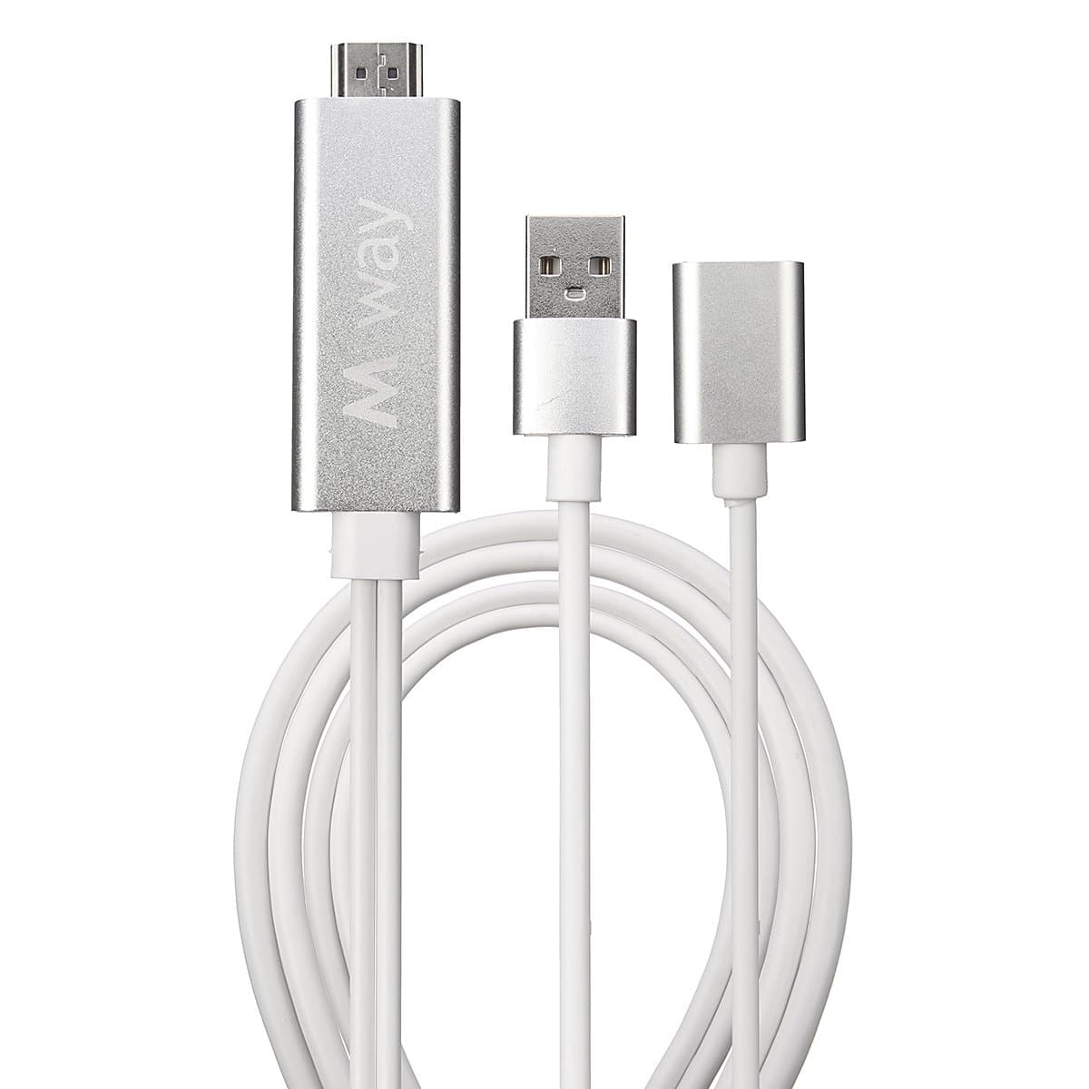 M.Way Aluminium MHL Micro USB to HDMI Cable Digital AV Adapter Plug and Play HD 1080P Miracast AirPlay Mirroring/ HDTV Adapter for iPhone 7/7 Plus, 6/6 plus 5/5s, iPad, iPod, Sangsung S6 S5 Note 5