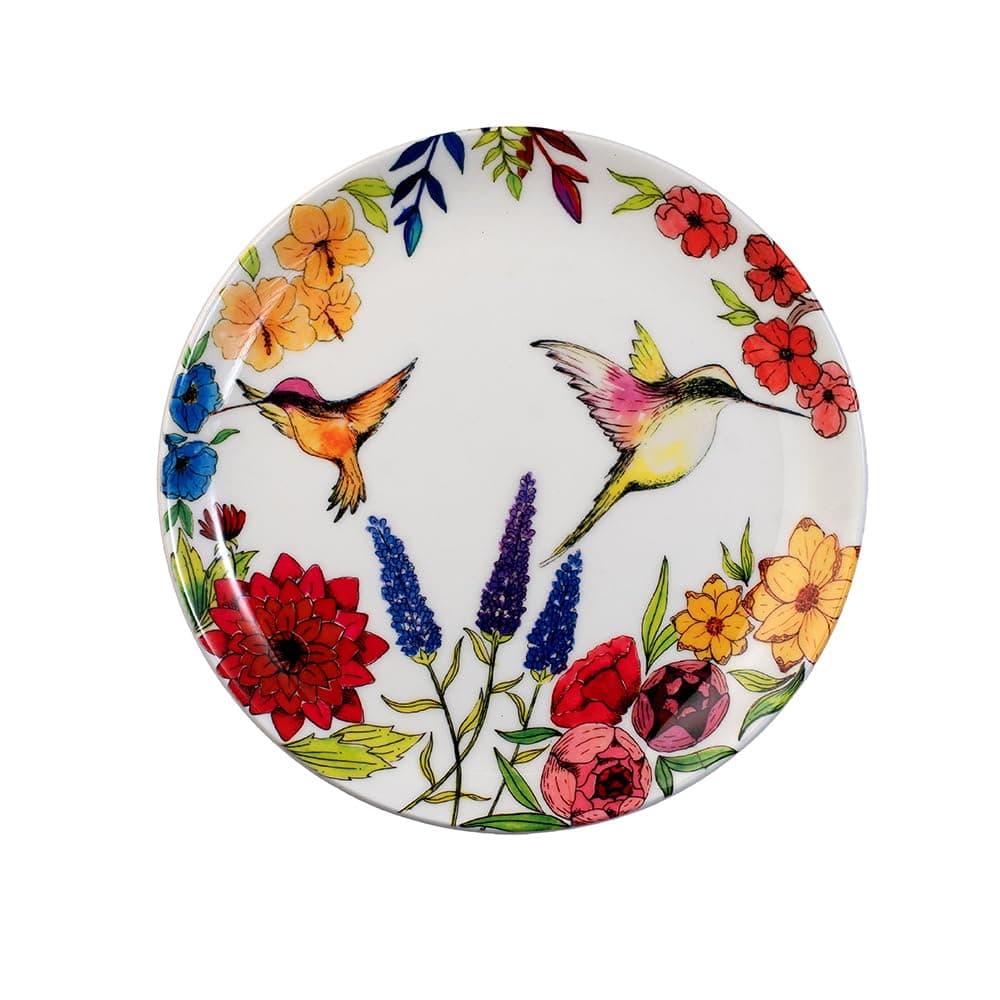 Decorative Wall Plate|Stand & Metal Hook| Humming Bird Floral |Hanging Wall Plate| 10inch |Gift Box Packaging |Ceramic Wall Plate for Wall Décor I Home Décor I Living Room I Office
