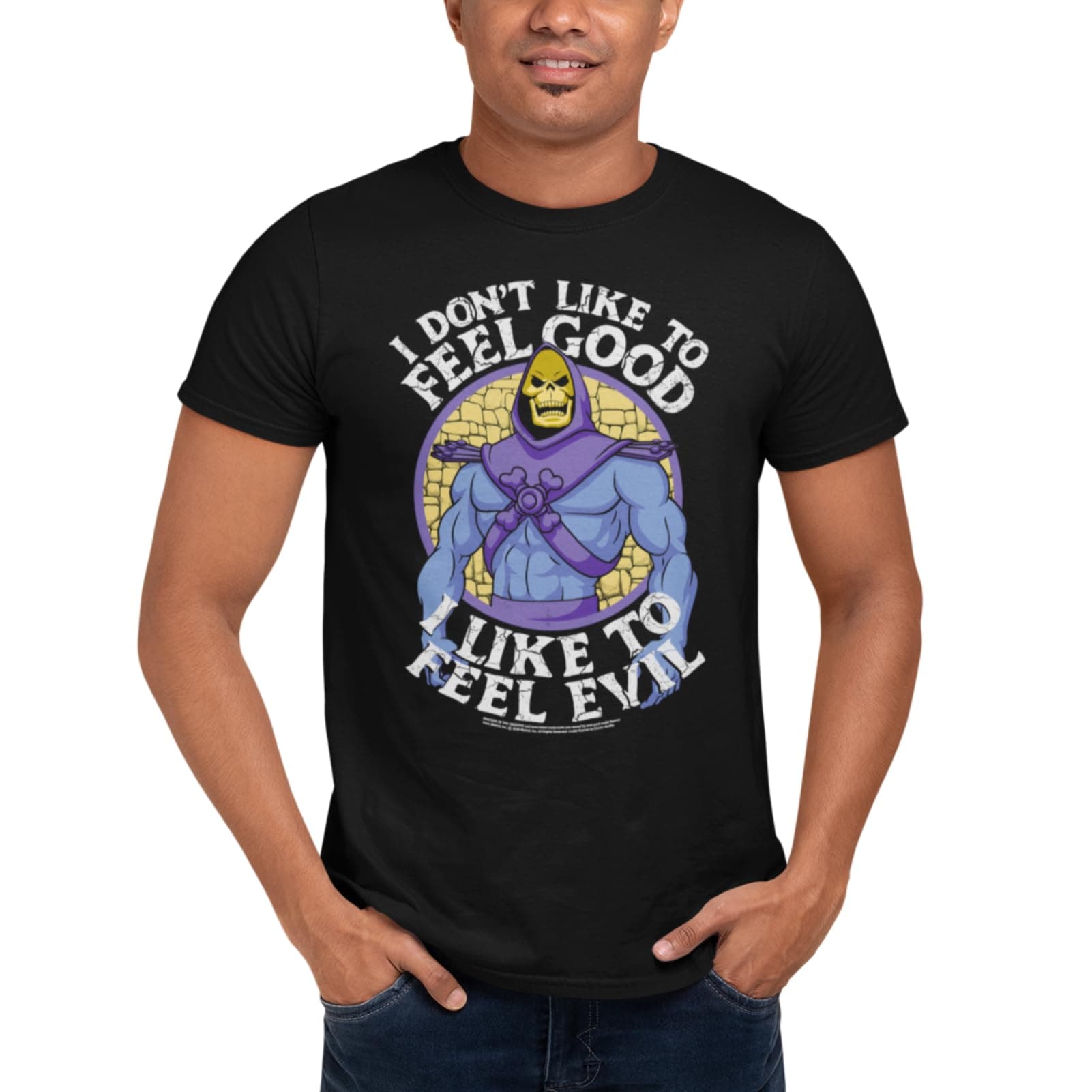 Masters of The Universe Sci-Fi 80s Movie Skeletor I Like to Feel Evil Adult Short Sleeve T-Shirt Graphic Tee