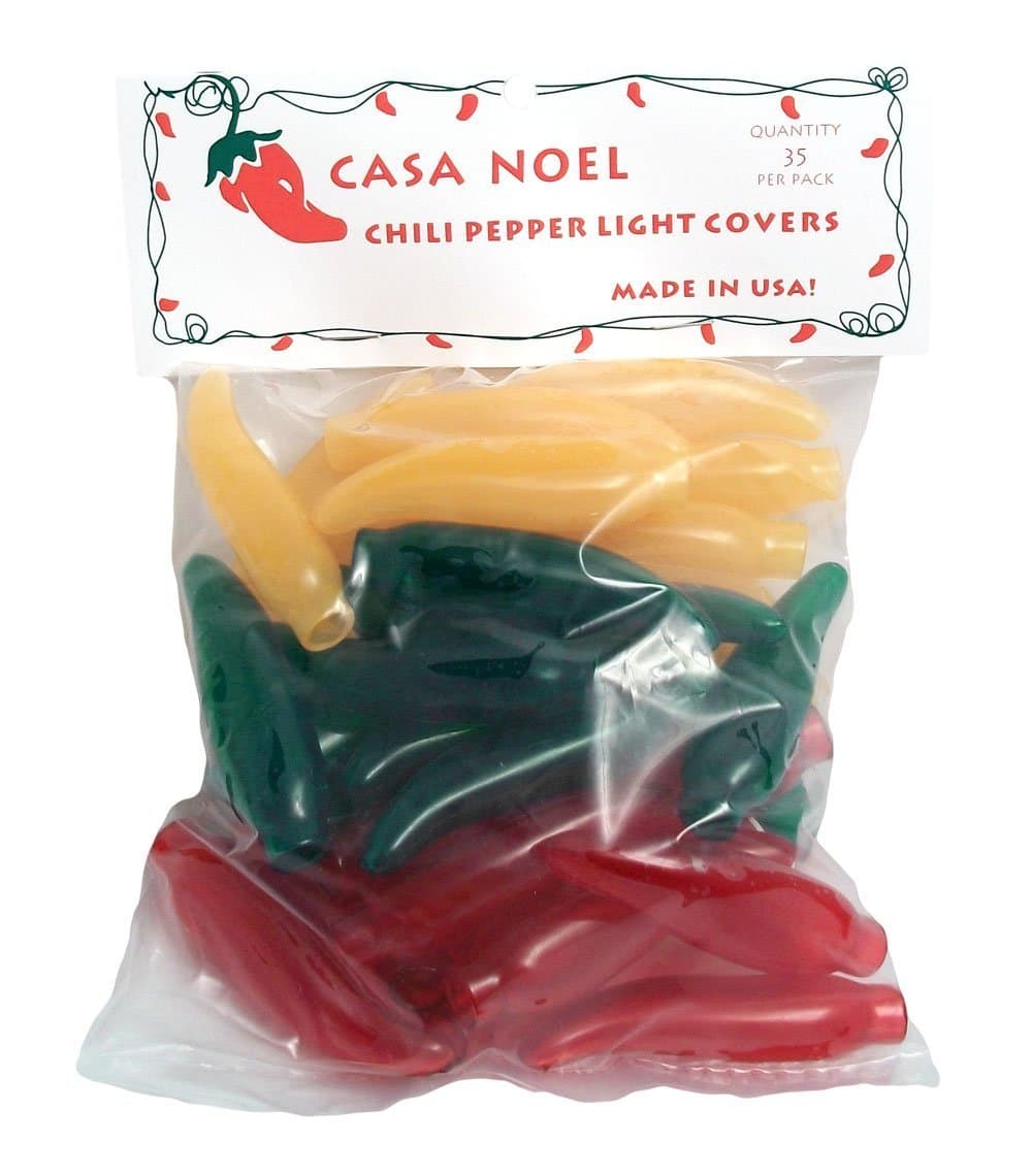 Vicien Casa Noel Red, Green, and Yellow Chili Pepper Christmas Light Covers Set of 35 - Fit Over Mini Christmas Lights - Great for International Use