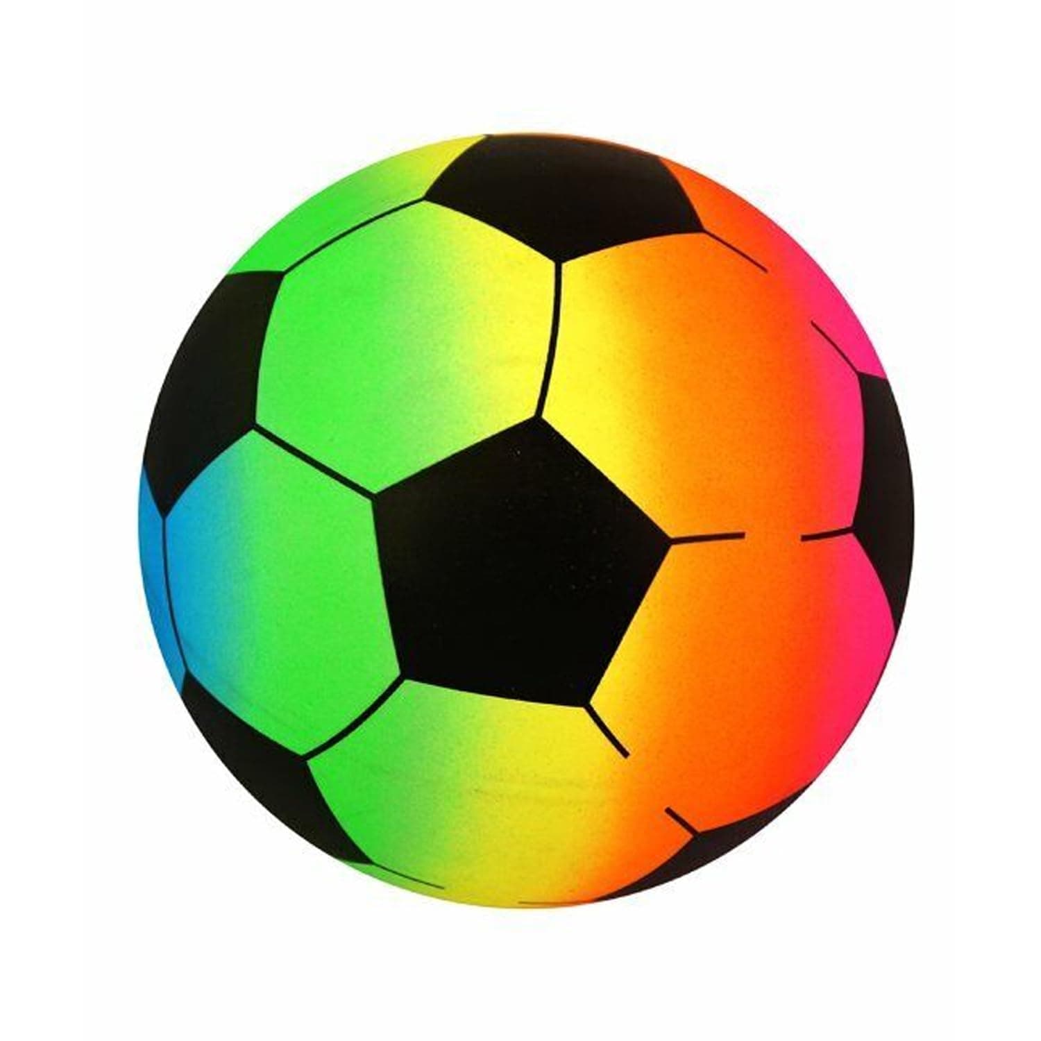 Rainbow Football - 20cm Neon Beach Ball Ideal for Family Games, Kids Garden Toy, Easy to Inflate, Outdoor Fun for Boys and Girls, Lightweight Playground Ball