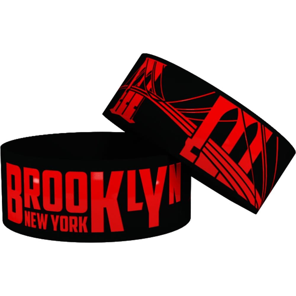 2 Brooklyn NY Wristbands with Bonus Storage Cases • Silicone Rubber Wristbands/Baller Bands (1 inch Wide)