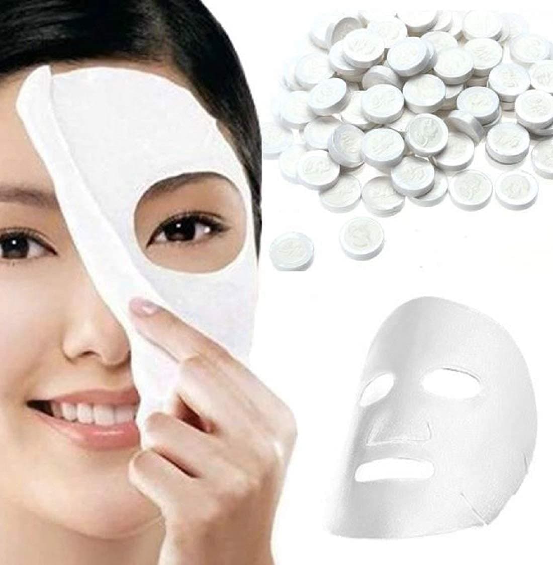 Skept Compressed Facial Mask Tablets Disposable Paper Natural Cotton Skin Care Masks Home Diy Makeup Beauty for Women Girls Cosmetic Facial Paper Sheet Eye Nose Face Sheet 10pc