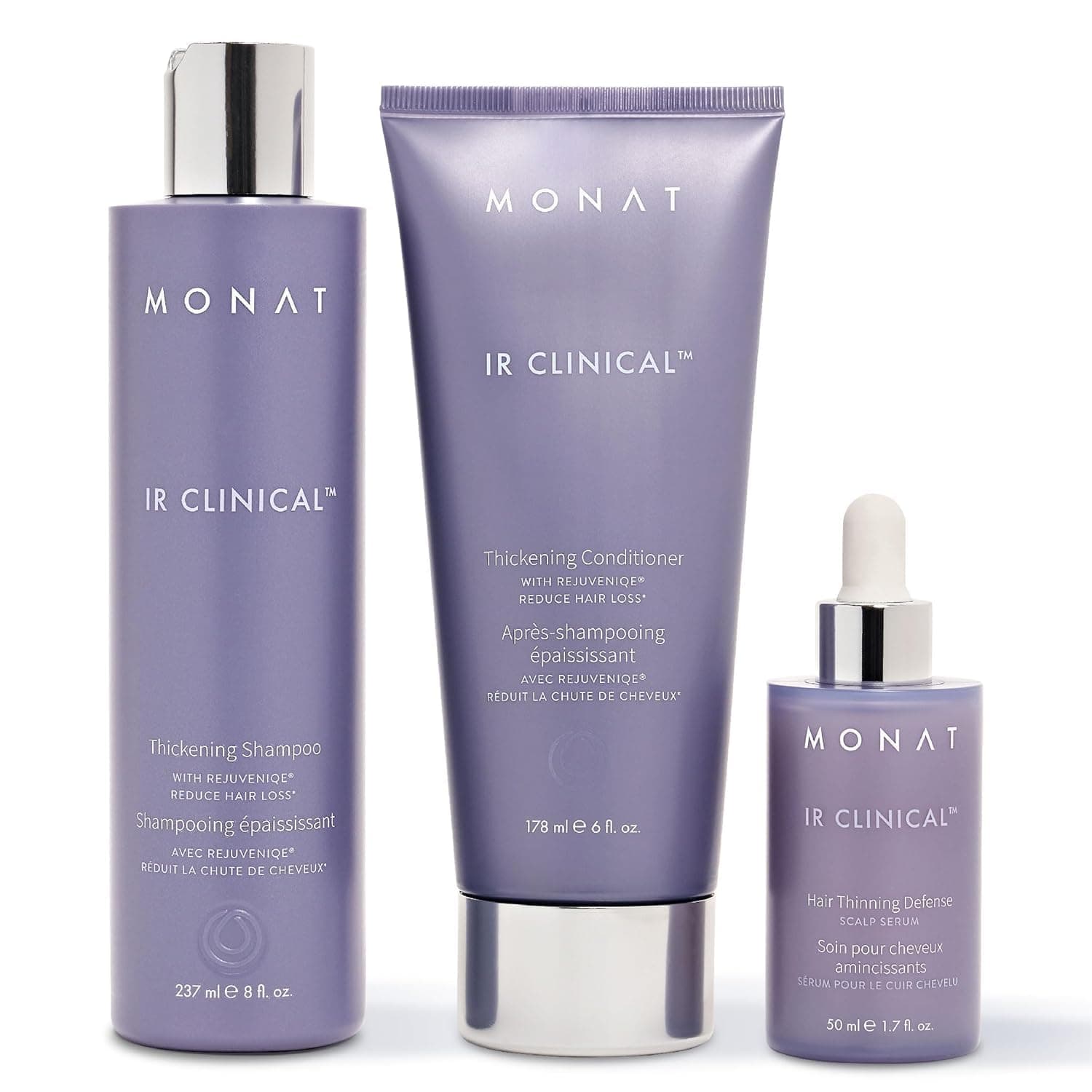 MONAT IR Clinical System – Complete Hair Care Restoration Kit with Thickening Shampoo, Conditioner & Thinning Defense Serum – Strengthens, Protects, & Revives Hair for Thicker, Fuller-Looking Results