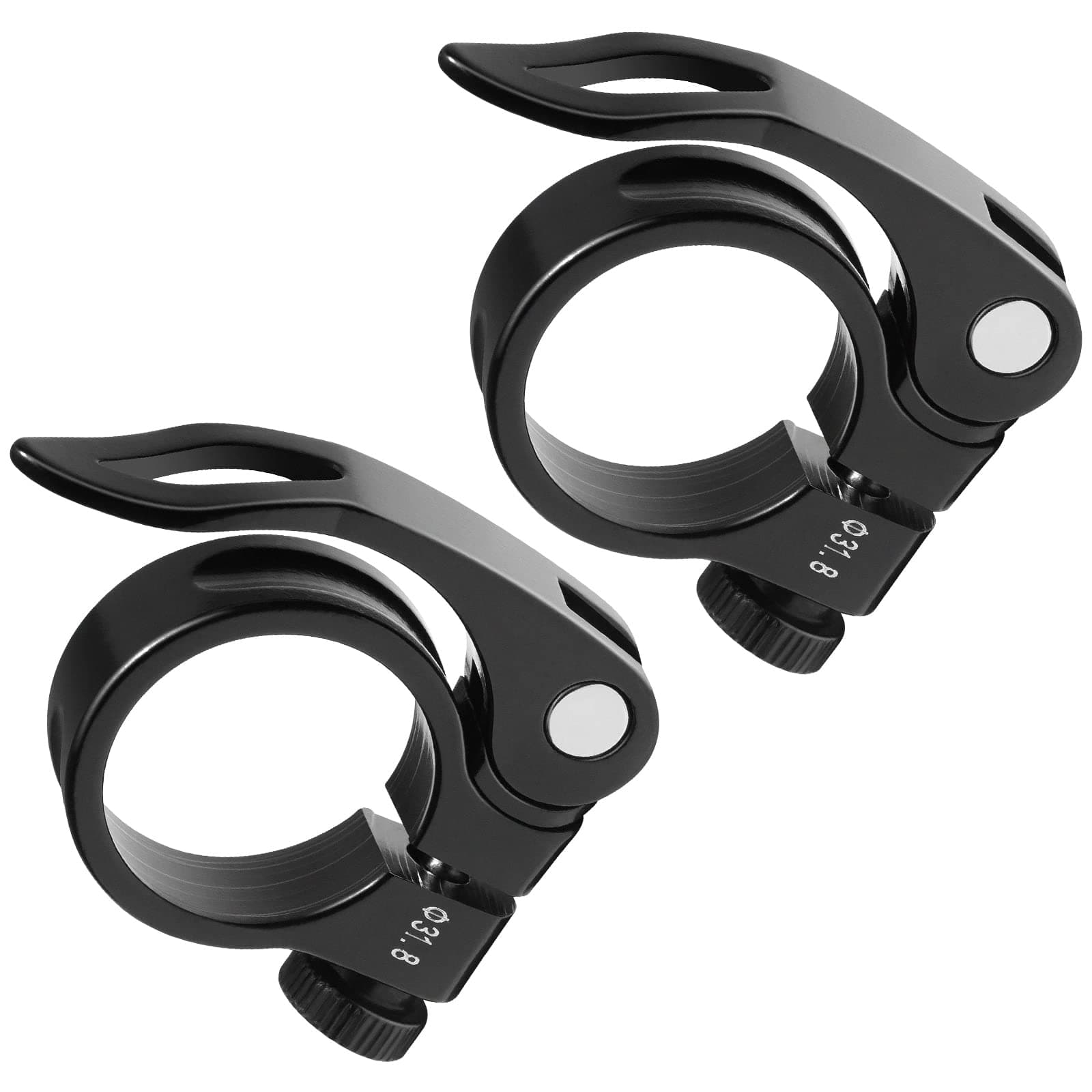 2pcs Bike Seat Clamps 31.8mm, Seatpost Clamp, Premium Bike Seat Clamp, Inside Diameter of Seat Tube Clamp 31.8mm (Black)