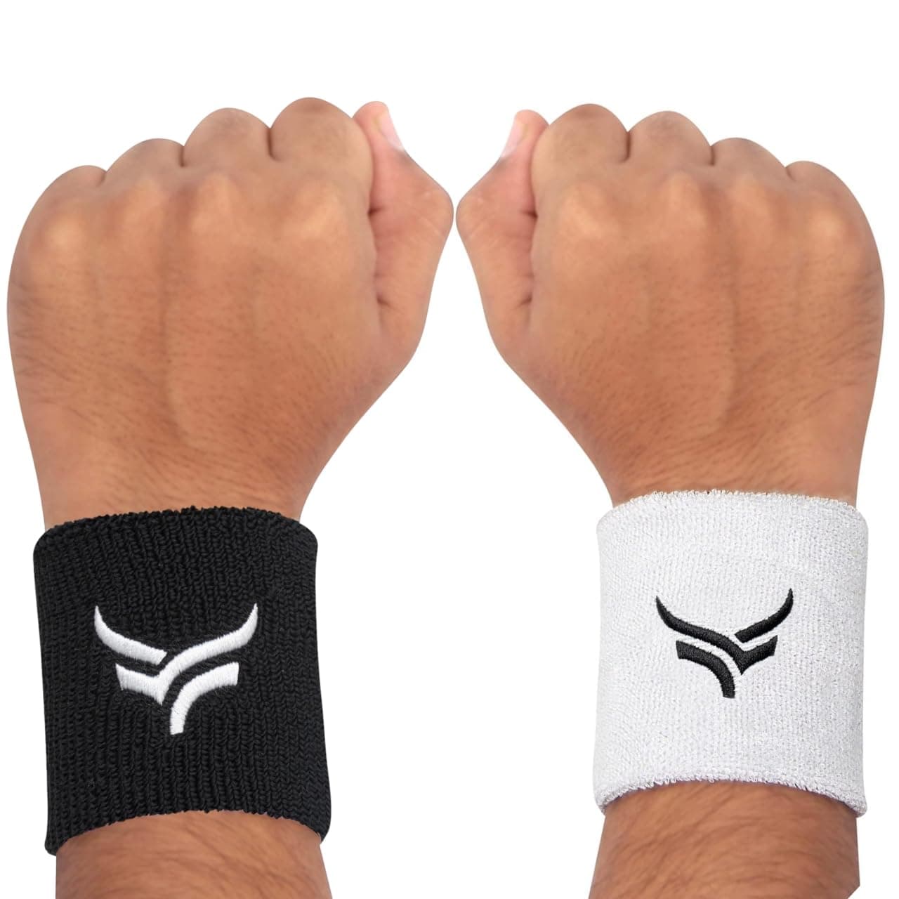 Xtrim Unisex Hand Band (Pack of 2), Wrist Band for Men & Women, Moisture-Wicking, Comfortable Fit, Breathable Fabric, Highly Elastic (Black & White)