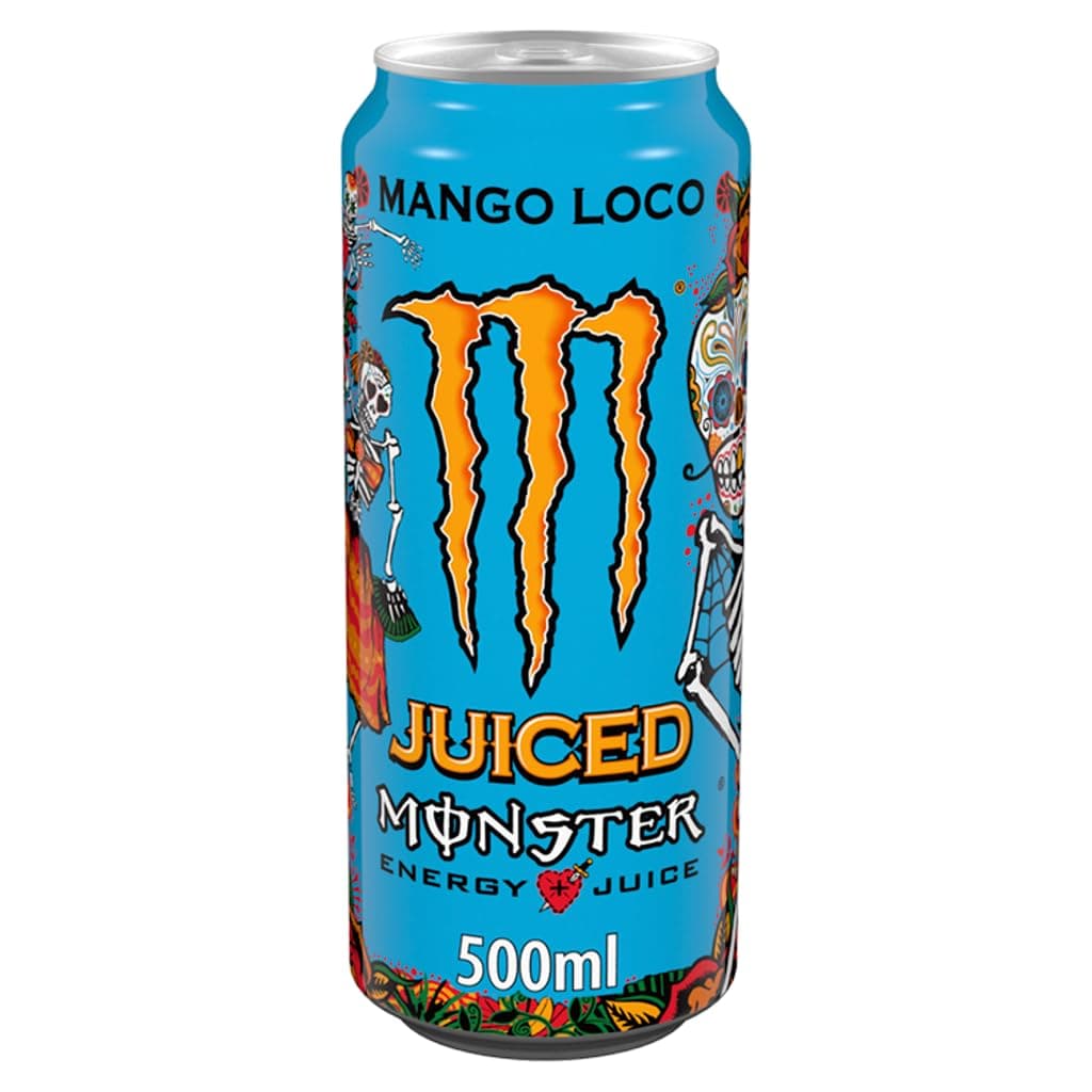 Mango Loco Energy + Juice Carbonated Energy Drink | L-Carnitine + Inositol + B Vitamins + Taurine, 16.91 fl oz ℮ 500 ml