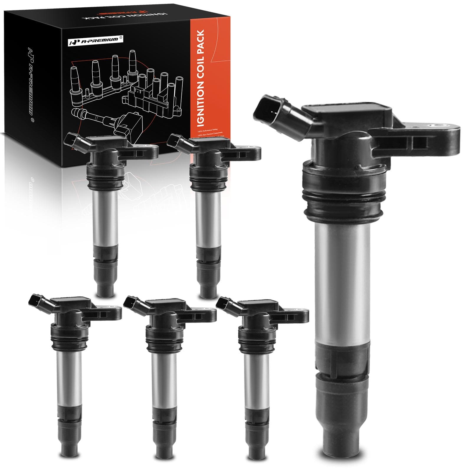 A-Premium Engine Ignition Coil Pack Compatible with Land Rover LR2 Volvo S60 S80 V70 XC60 XC70 XC90 L6 3.0L 3.2L 6-PC