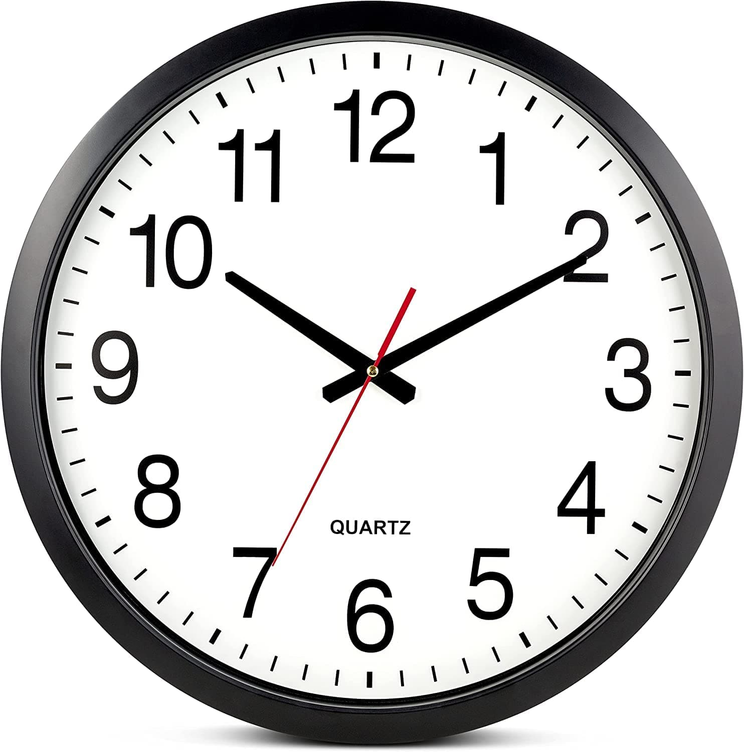 Wall Clock 12" Silent Battery Operated Non-Ticking Clock Quality Quartz Round Easy to Read Home/Office/Kitchen/Classroom/School Clock Sweep Movement