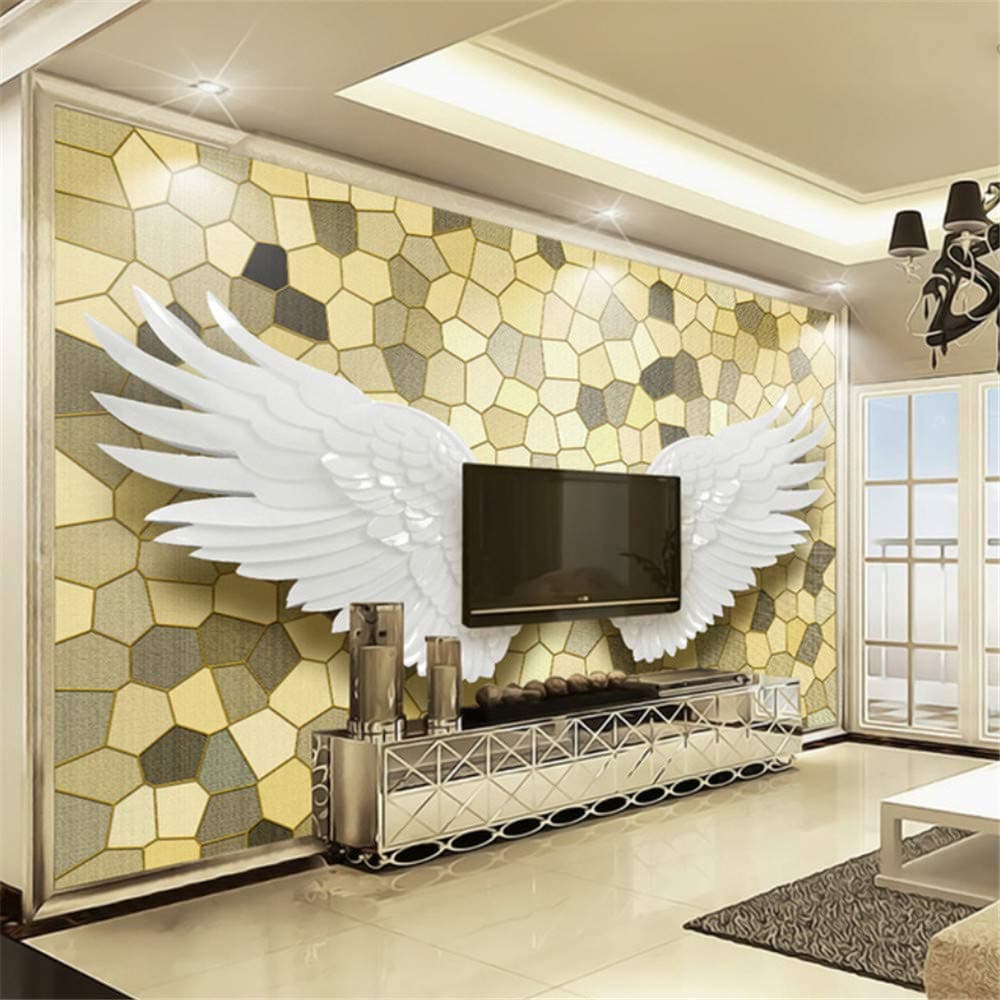 Custom Photo Wall Paper 3D Relief Angel Wings Mosaic Wall Mural Painting Luxury Living Room Tv Background Home Decor Wallpaper-120X100Cm