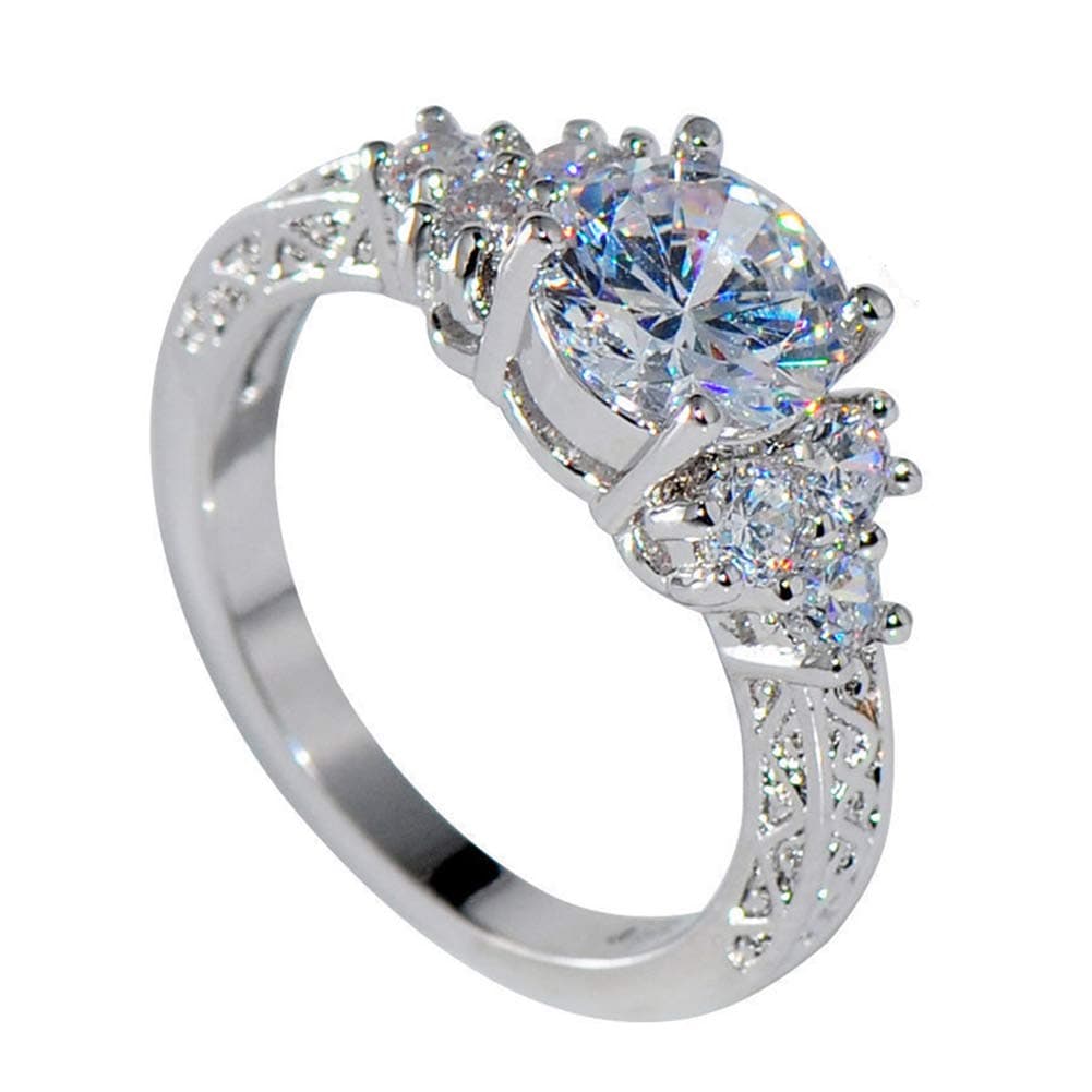 Ring, Luxury Cubic Zirconia Inlaid Women Engagement Wedding Party Ring Jewelry Gift US 7