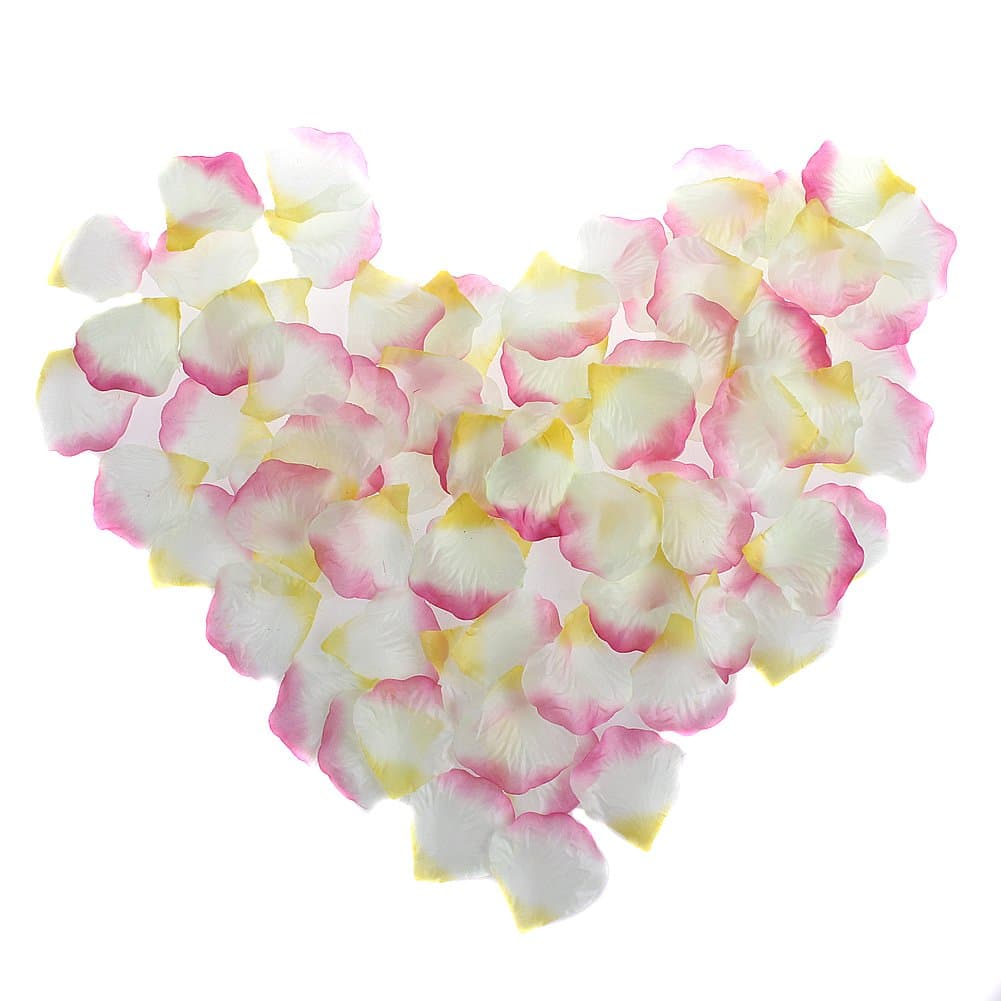 Nsstar Silk Rose Petals Wedding Events and Confetti Bridal Party Flower Girl Decoration (White+Pink+Yellow, 2000pcs)