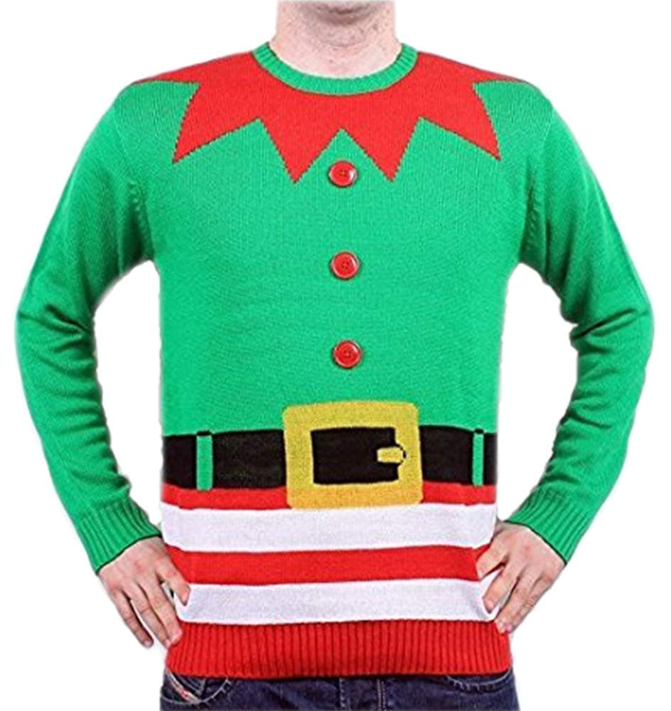 Novelty Christmas Jumper Green Elf Mens & Ladies Unisex UK- S to XXL-XX-Large