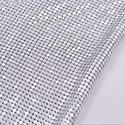 Craft Material Metal mesh Squin Fabric cuttable for Clothing Bag Making Party Decorations (Bright Silver Sequins) …