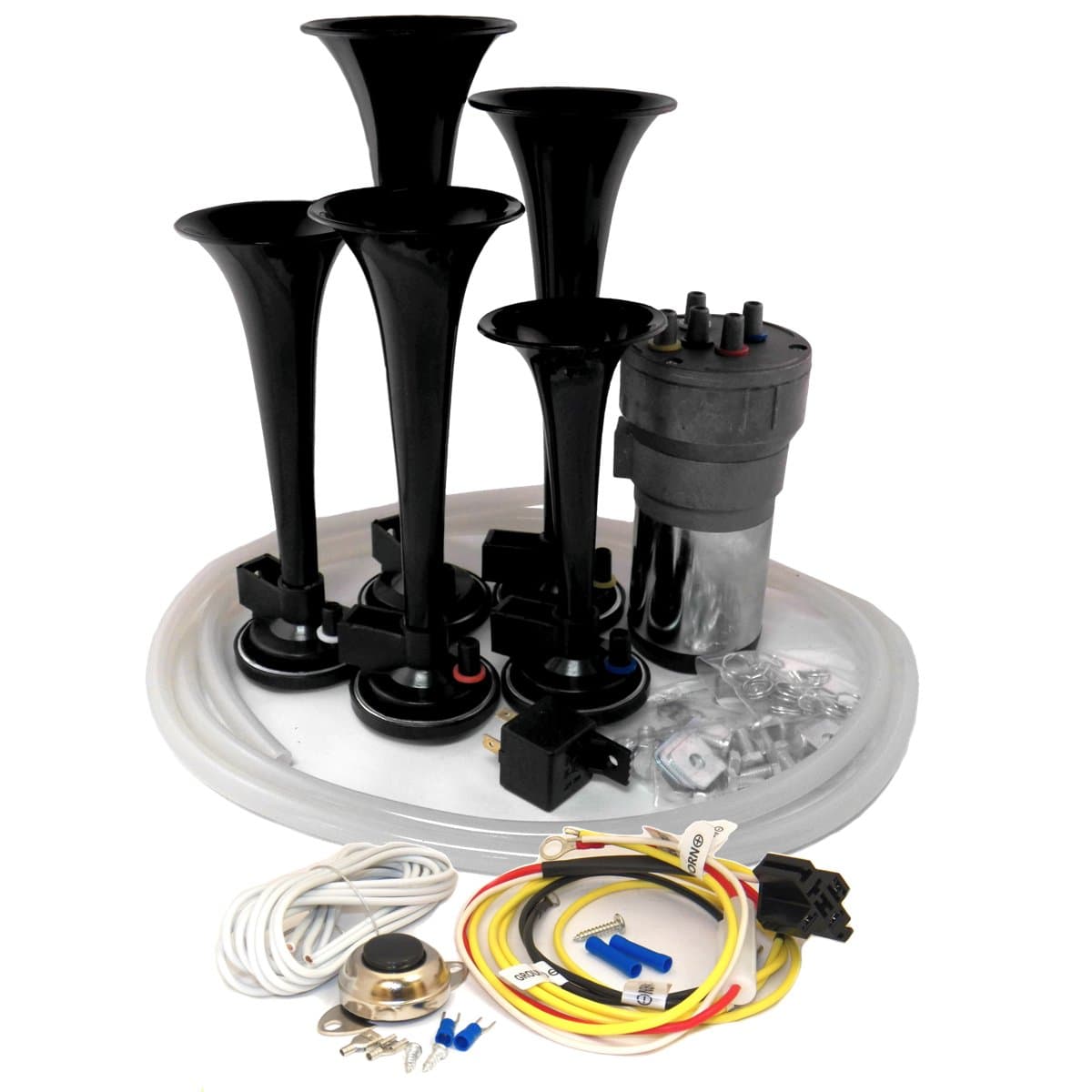 Dixie Air Horn Black - Dixieland Premium Full 12 Note Version with Installation Wire Kit and Button by OEMLINK International LTD