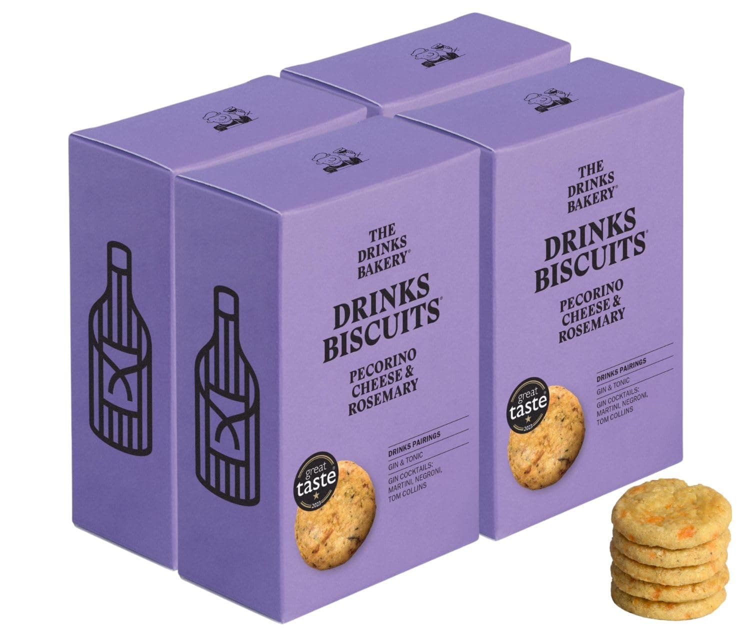 – Pecorino Cheese & Rosemary - Premium Biscuits Paired with Gin & Tonic & Gin Cocktails - Award-Winning Savory Snacks Seen on Dragons’ Den - Made in Scotland - 4 x 110g Pack
