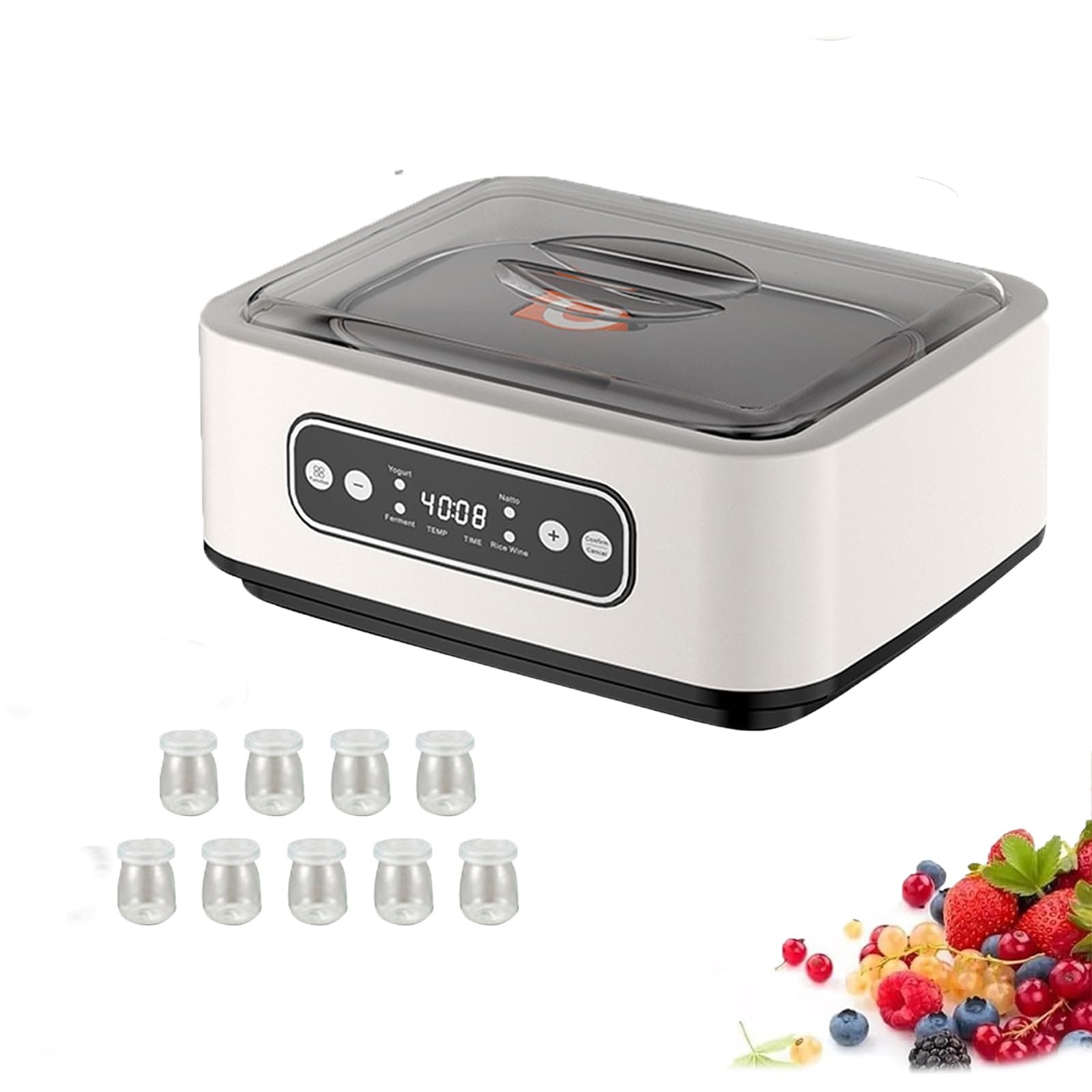 Large Capacity Ultimate Yogurt Maker Machine, Adjustable Constant Temperature Yogurt Maker With Led Display And Timing Control For Home Organic Yogurt, Cheese, Fruit Wine (Square)