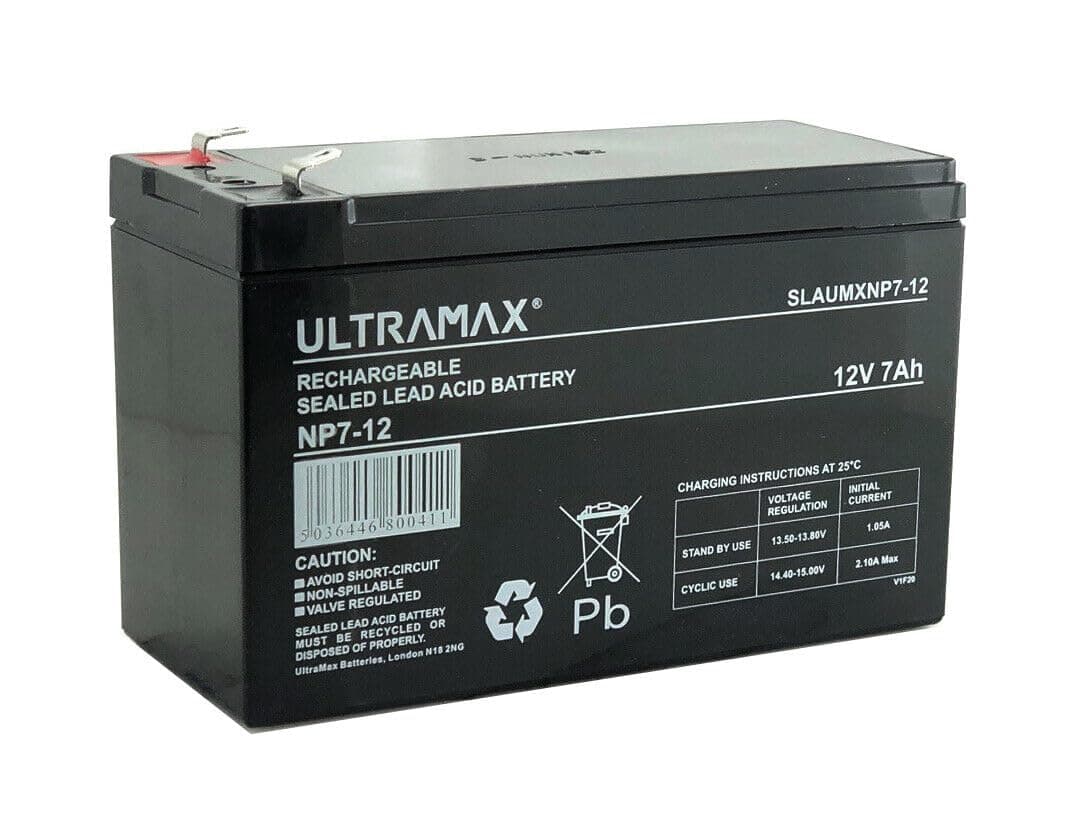 Ultramax 12 VOLT 7AH BURGLAR ALARM BATTERY RECHARGEABLE BATTERY (12V 7AH)