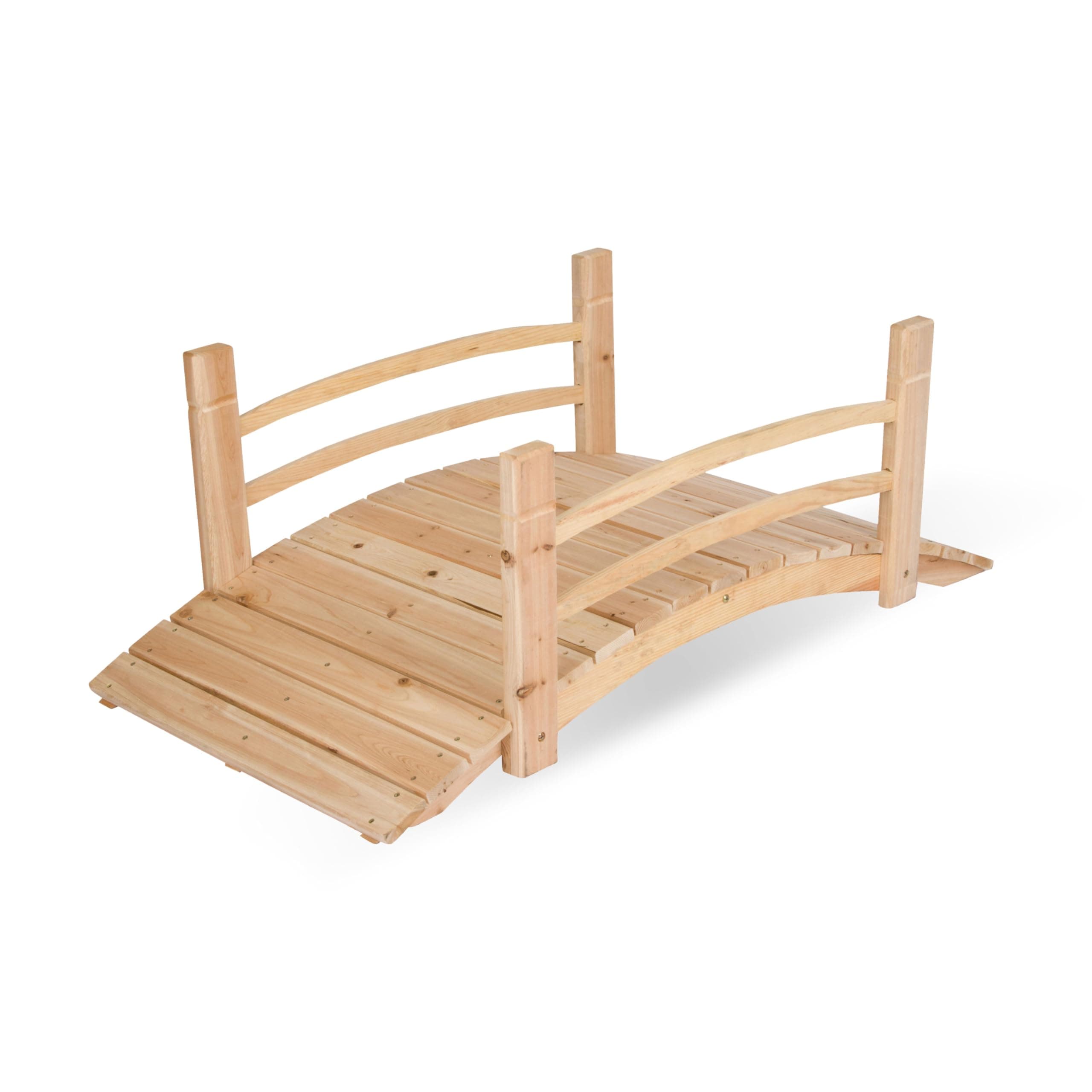 Shine Company 4980N 4 Ft. Cedar Wood Garden Bridge with Side Rails, Natural