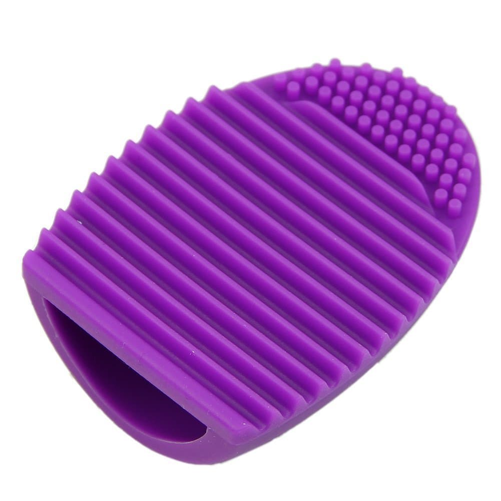 MakeUp Washing Brush Silica Glove Scrubber Board Cosmetic Clean Tools (Purple)