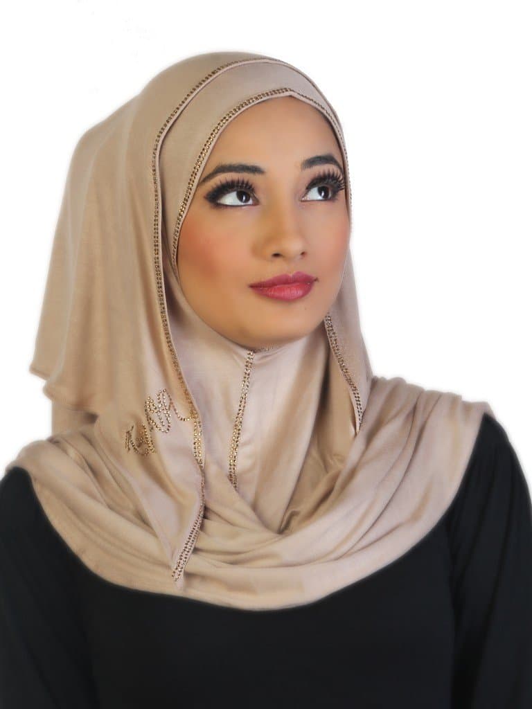 Kashkha Rhinestone Border Jersey Cotton Ready to Wear Instant Hijab Scarf