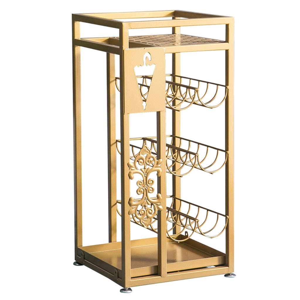 XJRHB Iron Umbrella Stand Creative Umbrella Storage Folding Golden Umbrella Shelf