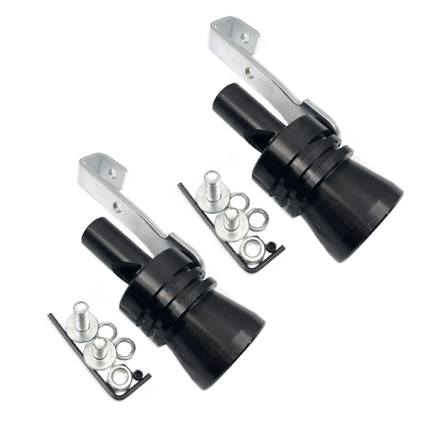 DEVMO 2PCS Universal Aluminum Turbo Sound Whistle Exhaust Muffler Pipe BOV Blow-off Valve Simulator (XL-Black)