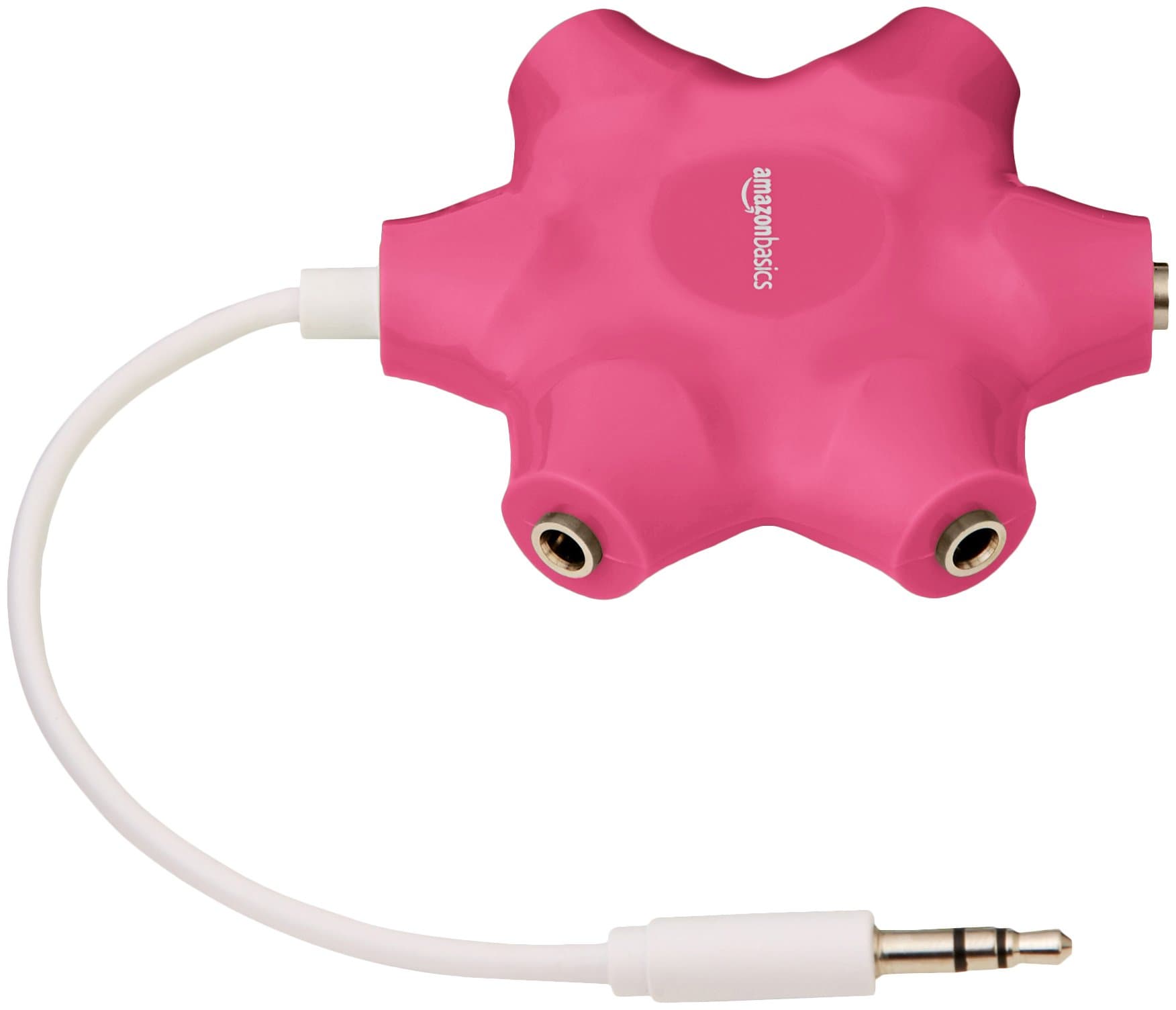 Amazon Basics 5-Way Multi Headphone Splitter, Pink