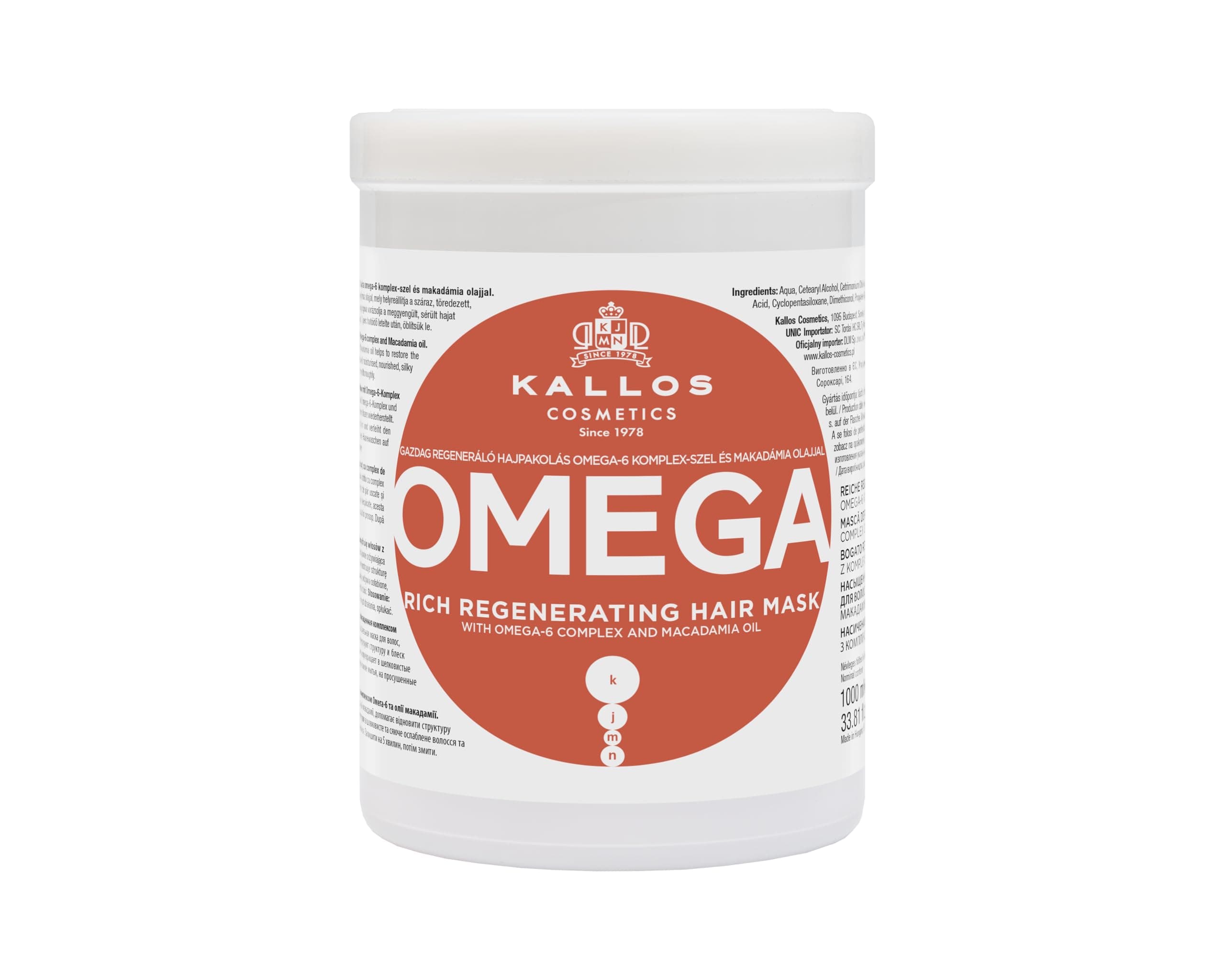 KJMN Omega Rich Repair Hair Mask for lifeless and damaged hair with omega-6 complex and macadamia oil 1000 ml - 33,81 Fl Oz