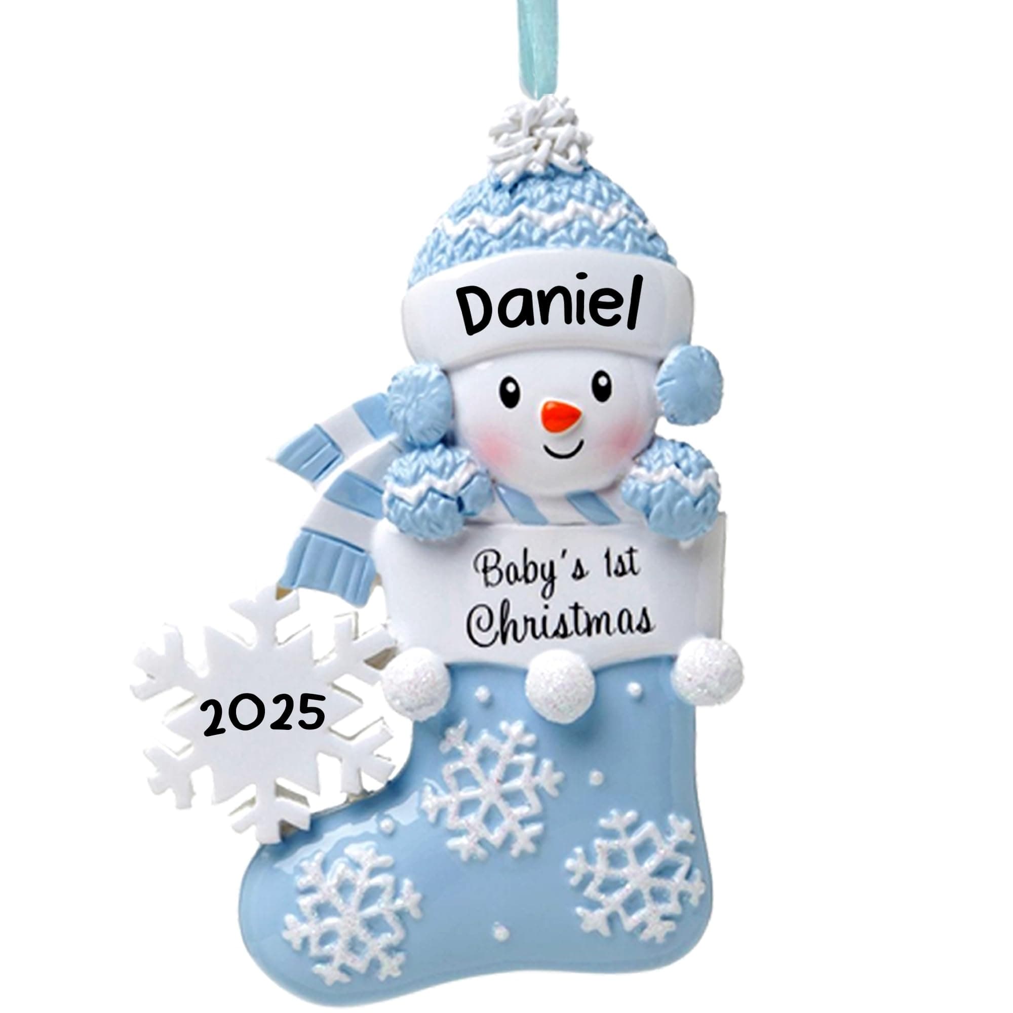 2025 Babys First Christmas Personalized Ornament Boy, Babies First, Grandson 1st Gift, Newborn Baby Gift Ideas, Baby's First Christmas 2025 - Handpainted Blue Ornament