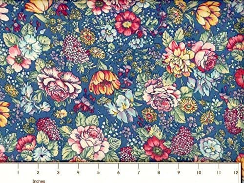 Country Floral 15 Romeo Blue By the yard