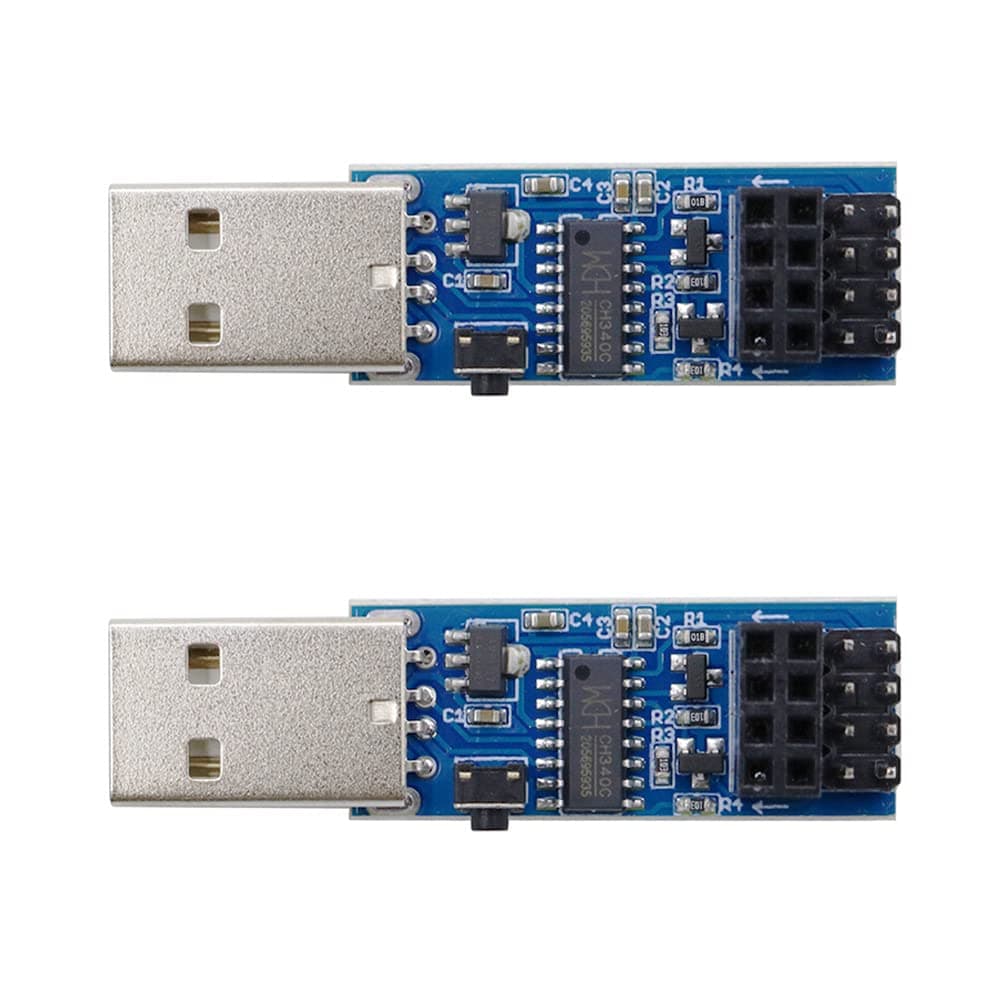 2PCS USB to ESP8266 Adapter Module ESP-01 Prog ESP-01S Programmer Downloader CH340C Driver with Reset Button, Easy to use