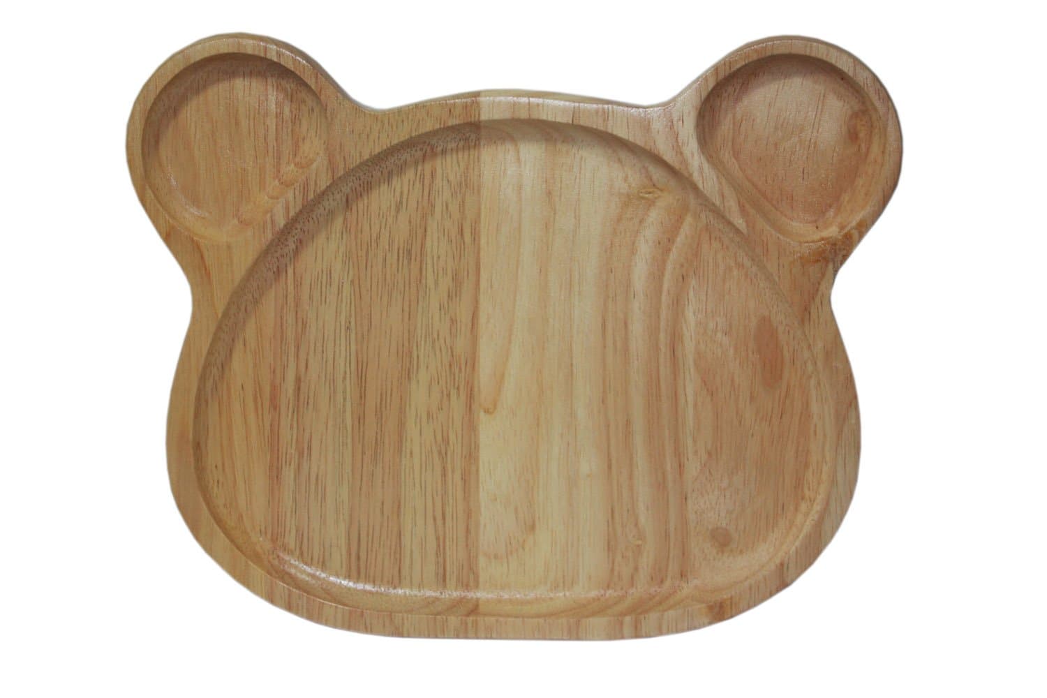 Dish Salad wood plate made from Hevea brasiliensis wood and spoon & fork Bear Shape. 10 inch