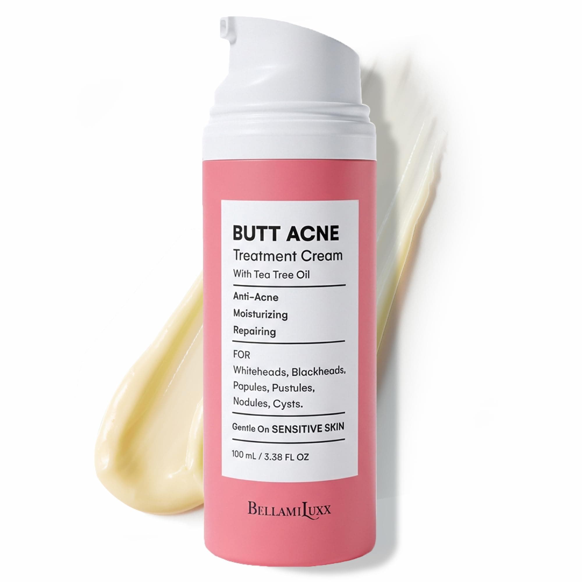 Butt Acne Clearing Treatment Cream: Body Acne Treatment for Folliculitis and Pimples on Buttocks, Thighs, and Body with 2% Salicylic Acid & Tea Tree Oil - Butt Cream for Smooth Skin