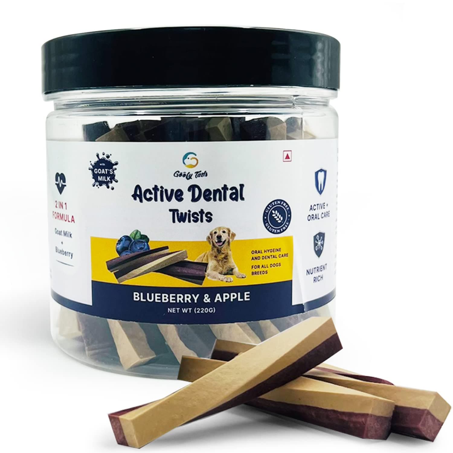 Goofy Tails Active Dental Twists  Blueberry & Apple